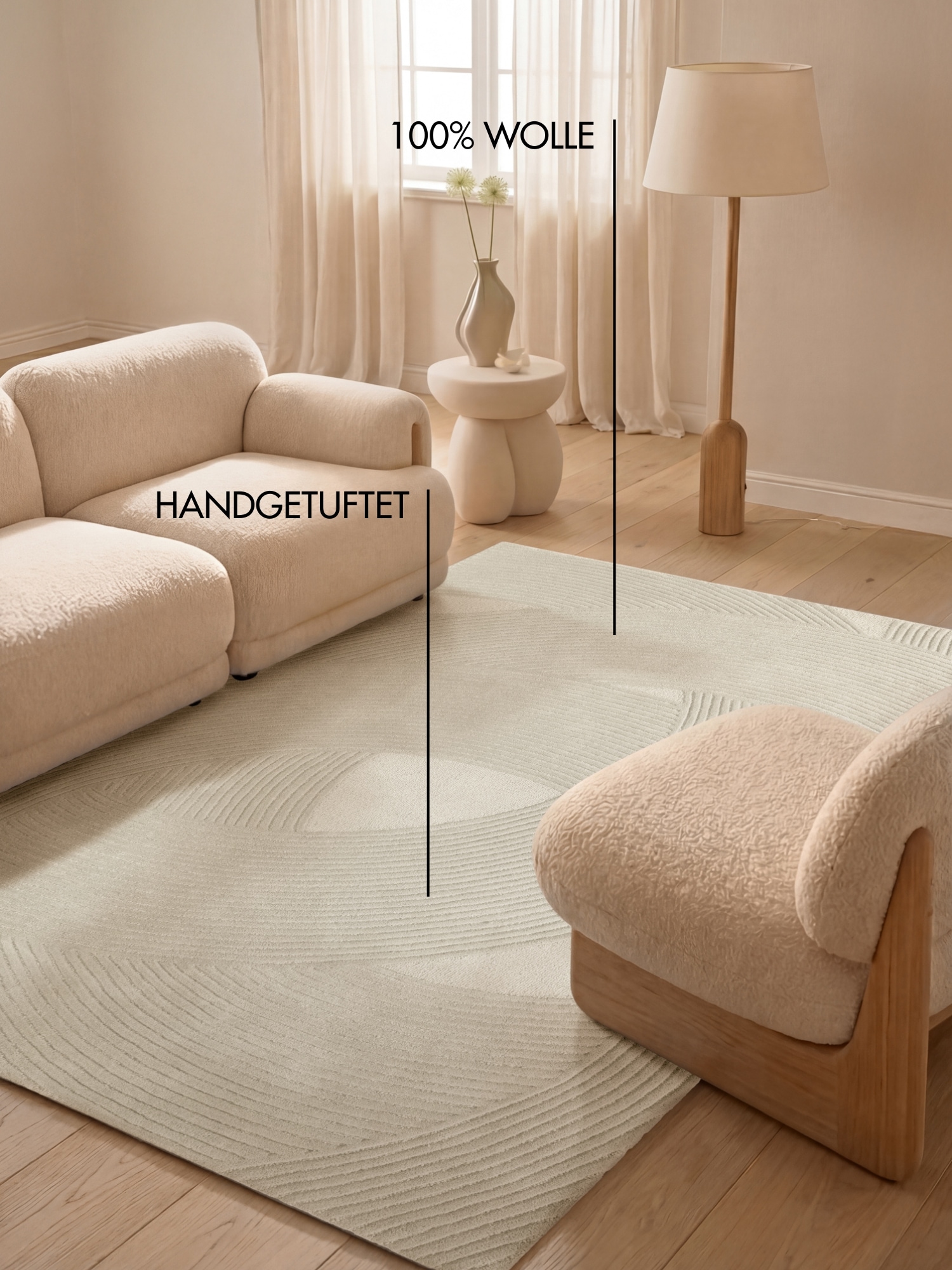 Ted Baker Wollteppich »Victoria  , auch in rund« rechteckig 18 mm Höhe Naturteppich Wolle, Hoch-Tief-Design, Wohnzimmer, Schlafzimmer