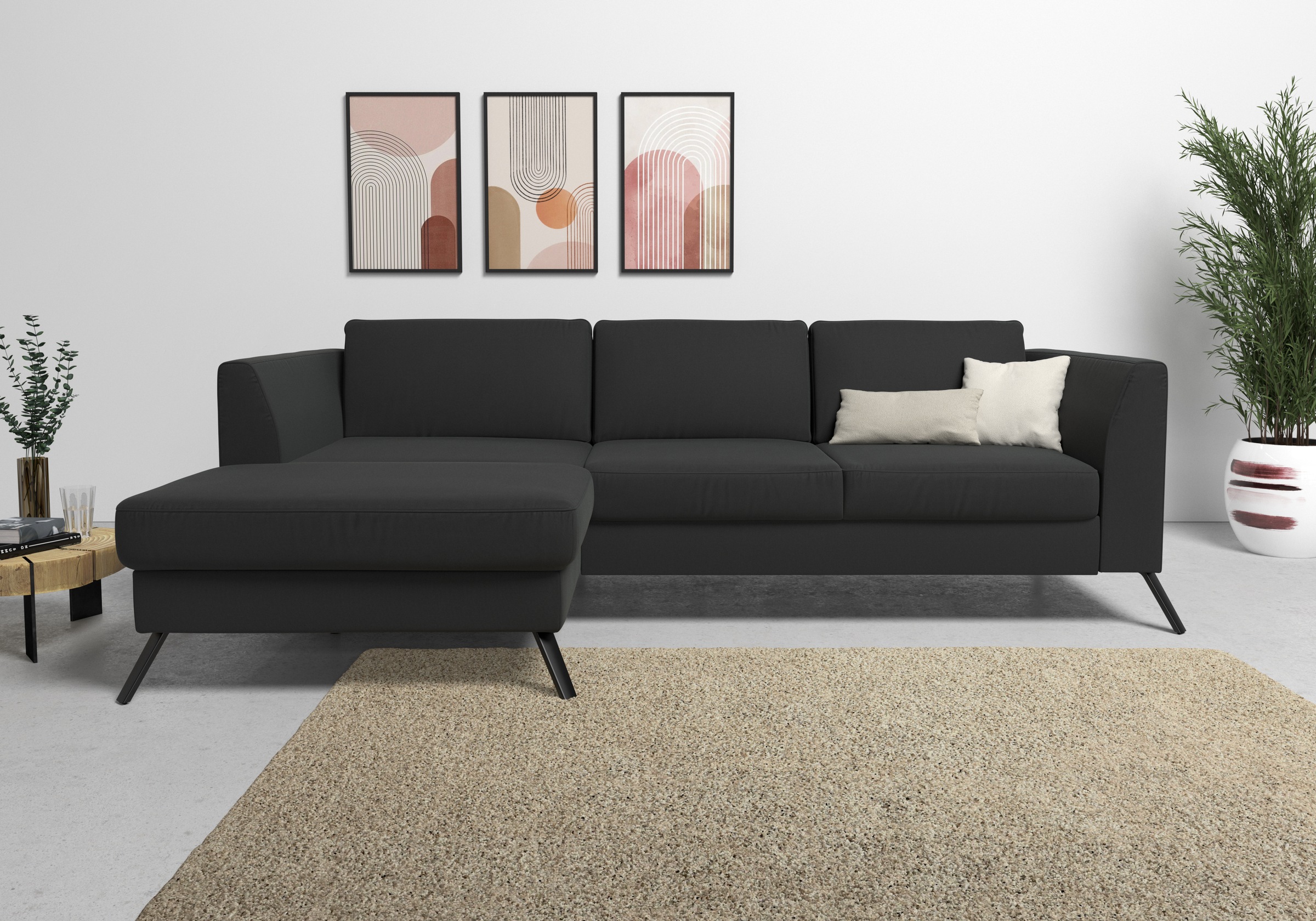 sit&more Ecksofa »Olsen L-Form« inklusive Sitztiefenverstellung, wahlweise mit Bettfunktion, 15cm hoch