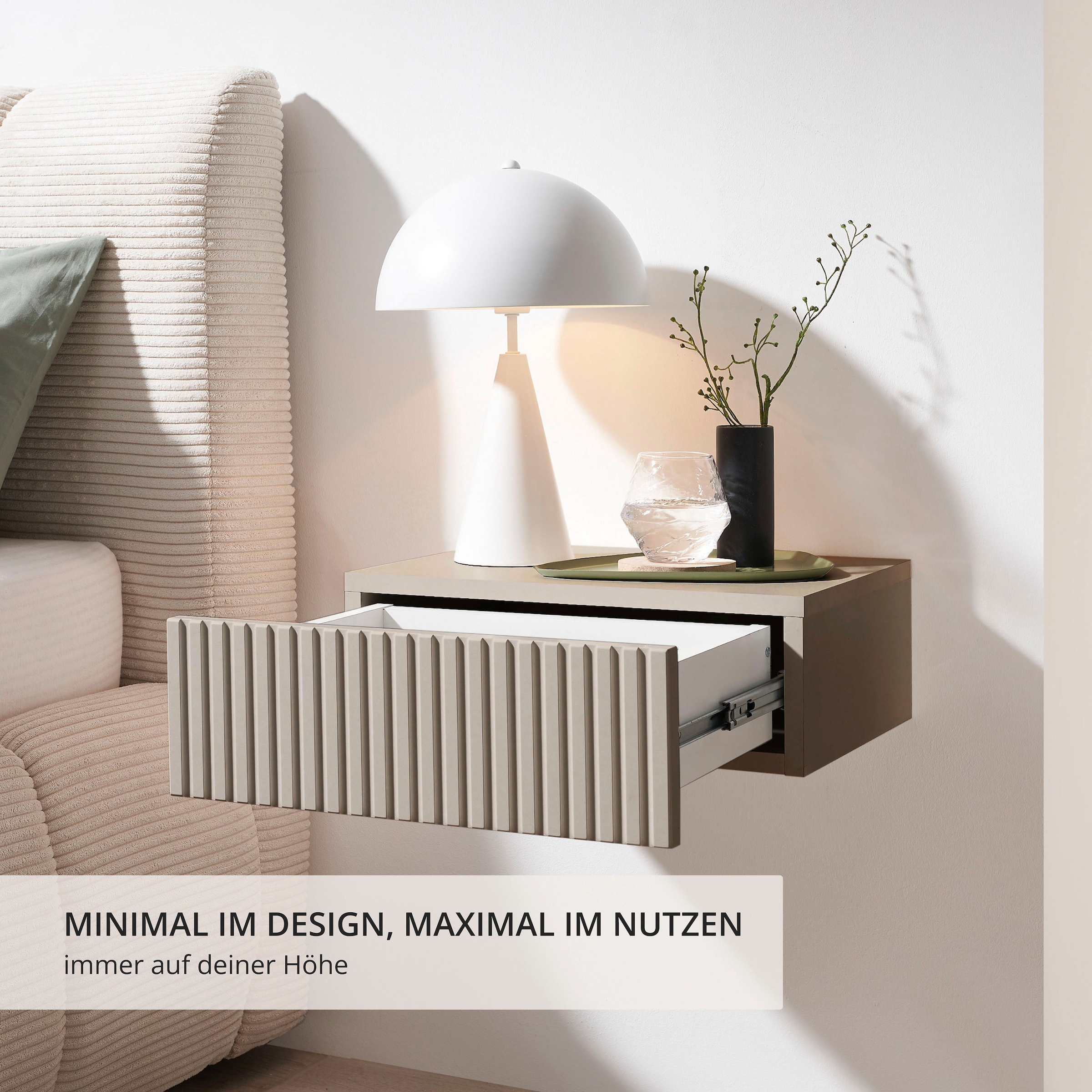 Schlafkontor Table de nuit »Taboni Nachttisch, Nachtkonsole mit Push-to-open« Wandmontage