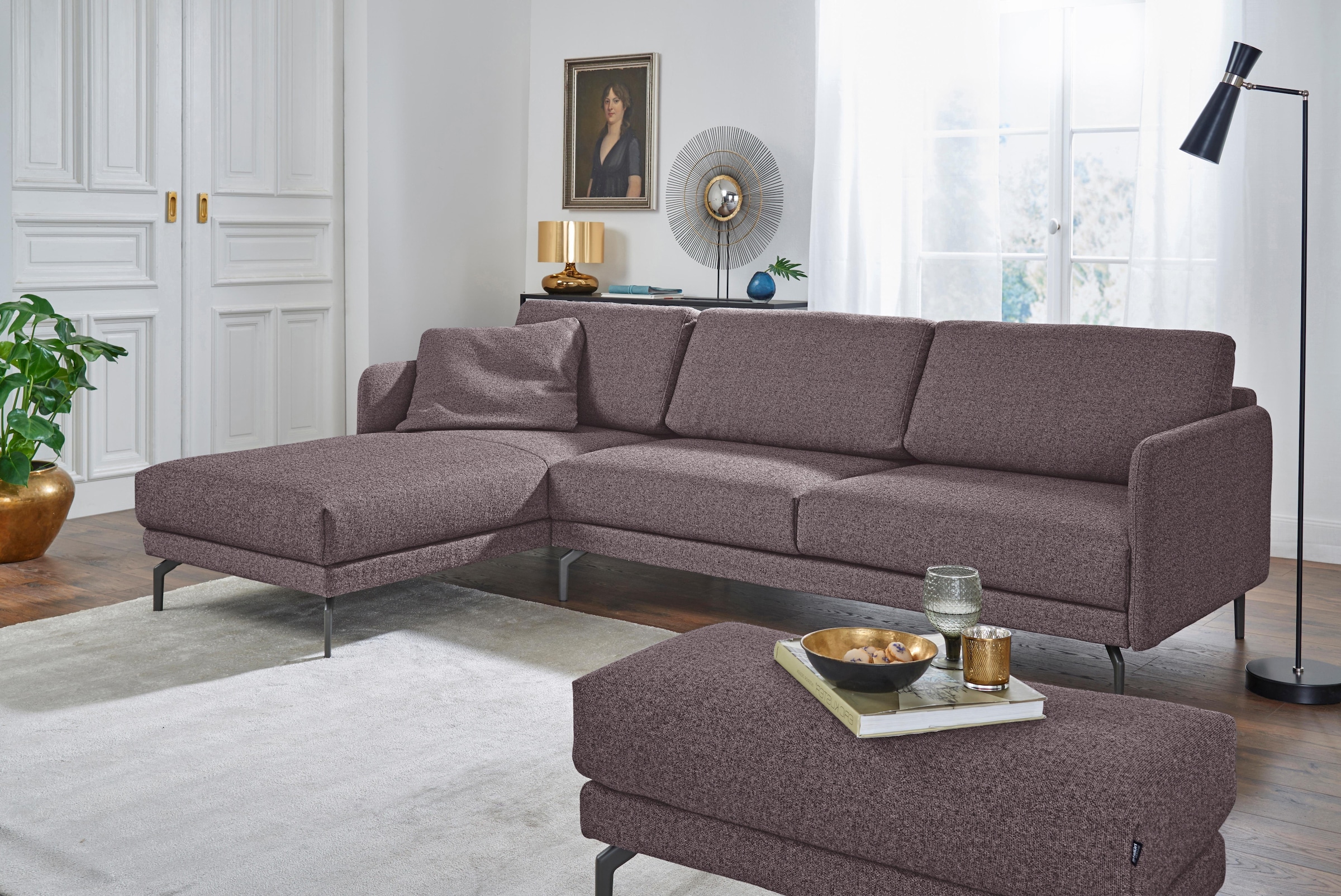Creation BY ROLF BENZ Canapé d'angle »CR.450, Designecksofa, Polsterecke, L-Form« Accoudoir très étroit, largeur 234 cm, pieds en aluminium coulé couleur ombre grise