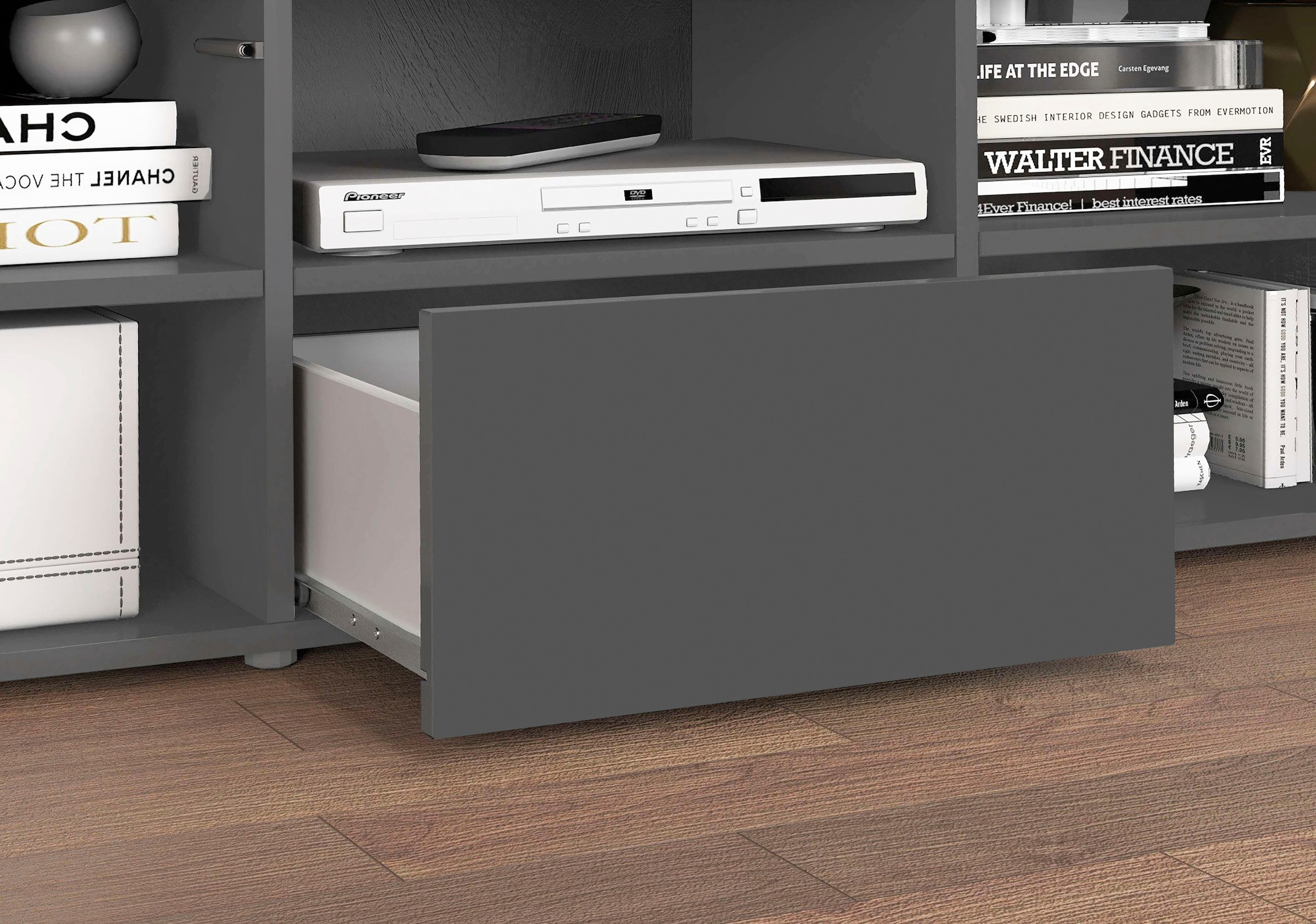 GOODproduct Lowboard »CHRONOS Breite 155 cm mit 2 Türen, 1 Schublade,1 offenes Fach« 1 Stk. tlg. TV-Board, Sideboard niedrig, Grifflos mit Push to Open 'Made in Italy'