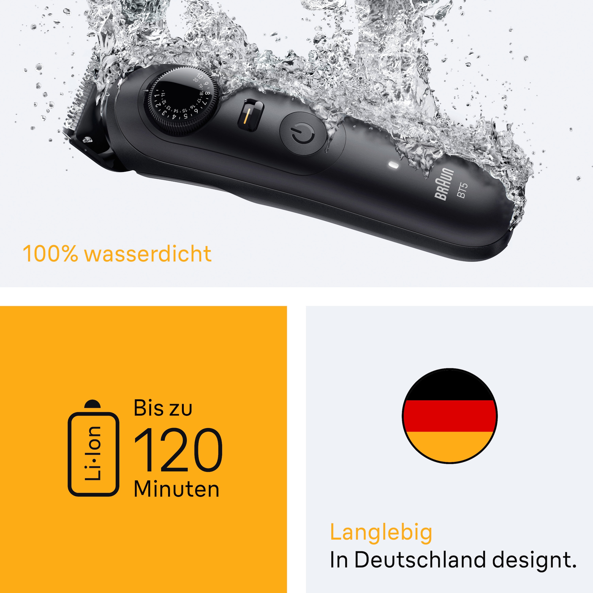 Braun Haarschneider »Barttrimmer BT5520« ultrascharfe Klinge, 120 Min Akkulaufzeit, 40 Längeneinstellungen