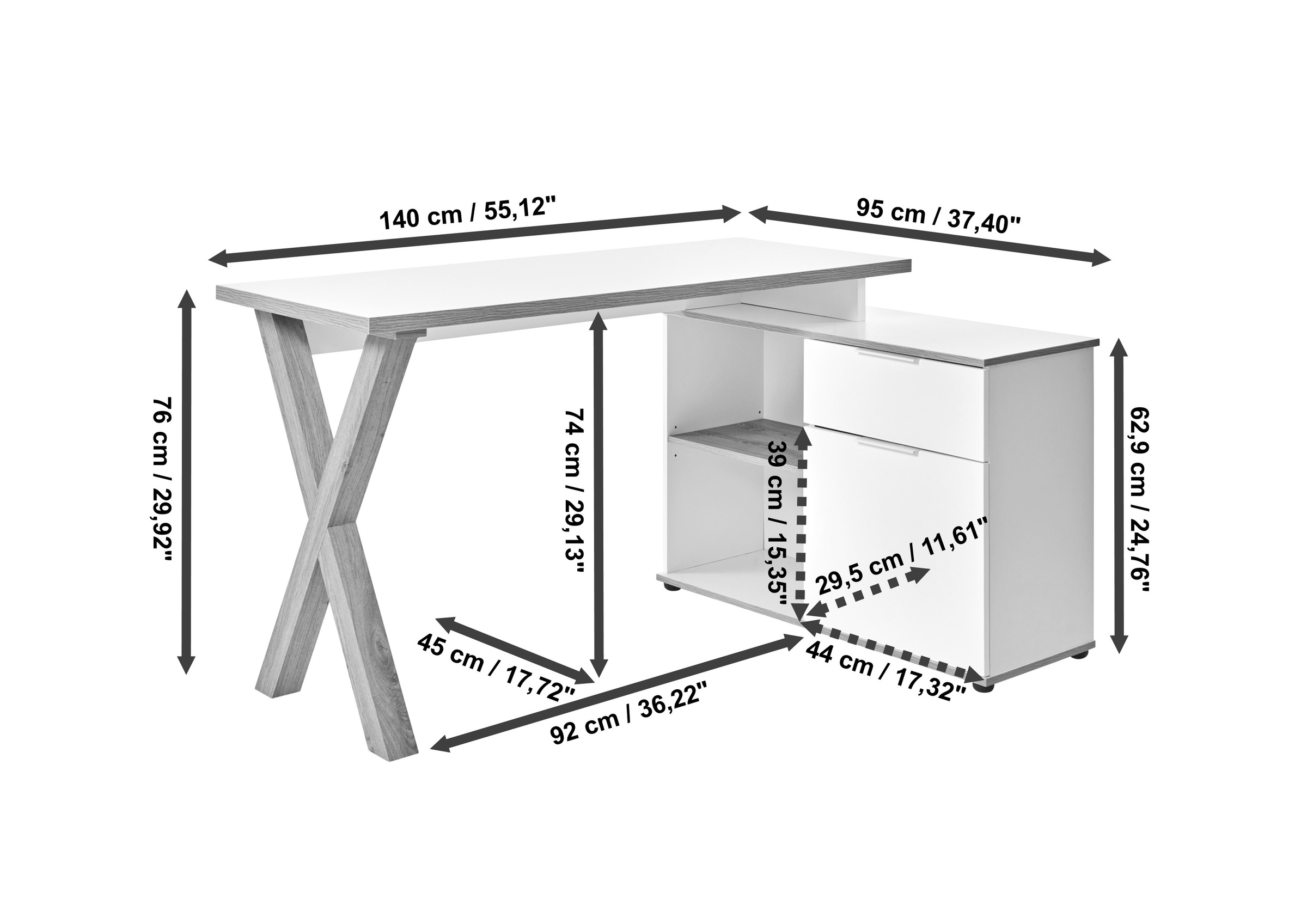 Jahnke Eckschreibtisch »X-CLUB C 40 E« 1 Stk. tlg. Eckschreibtisch, wechselseitig montierbar, X-Gestell