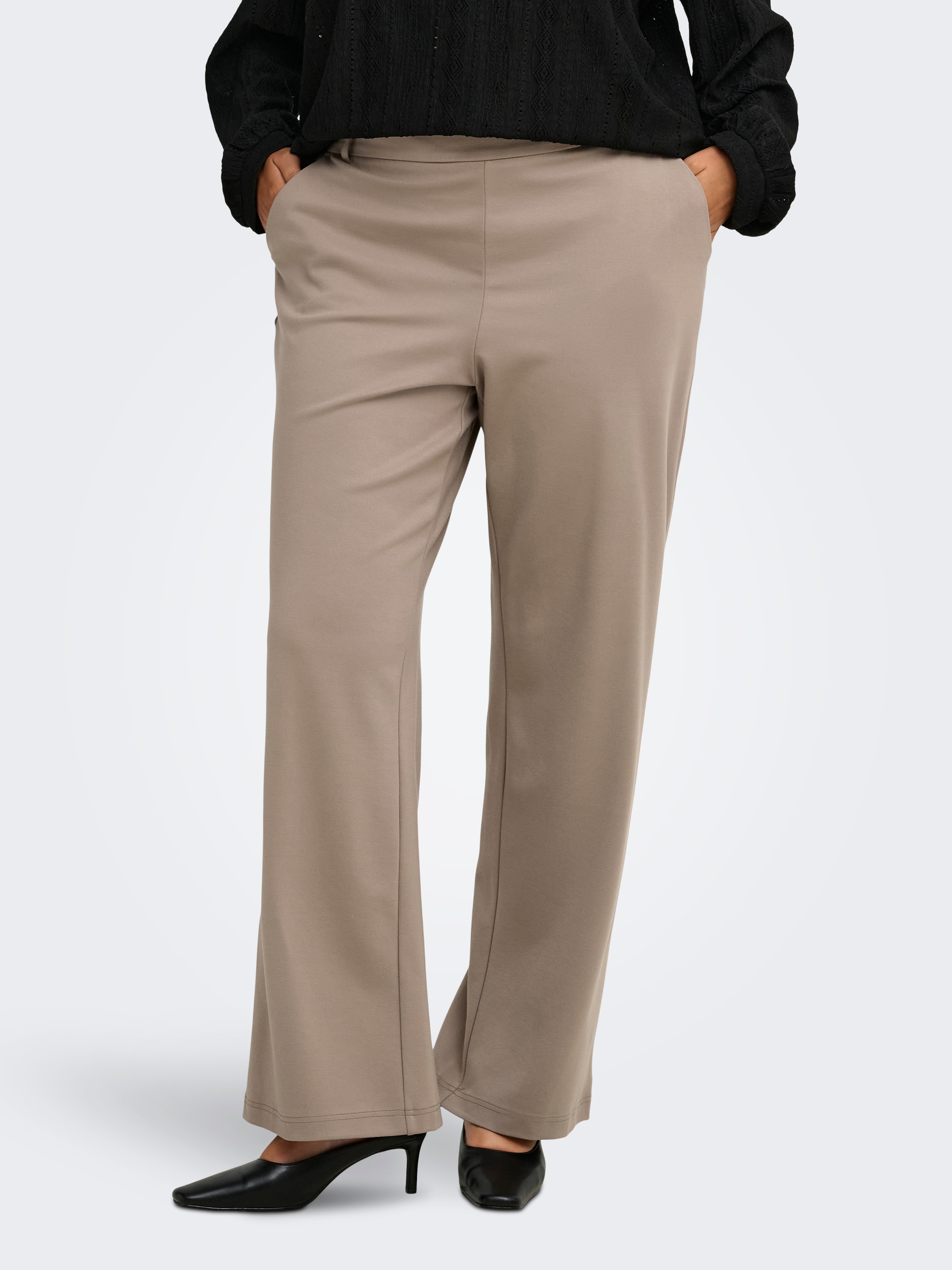 ONLY CARMAKOMA Pantalon de costume »CARGOLDTRASH LIFE MW STRAIGHT PANT NOOS«  Mélange viscose, taille normale