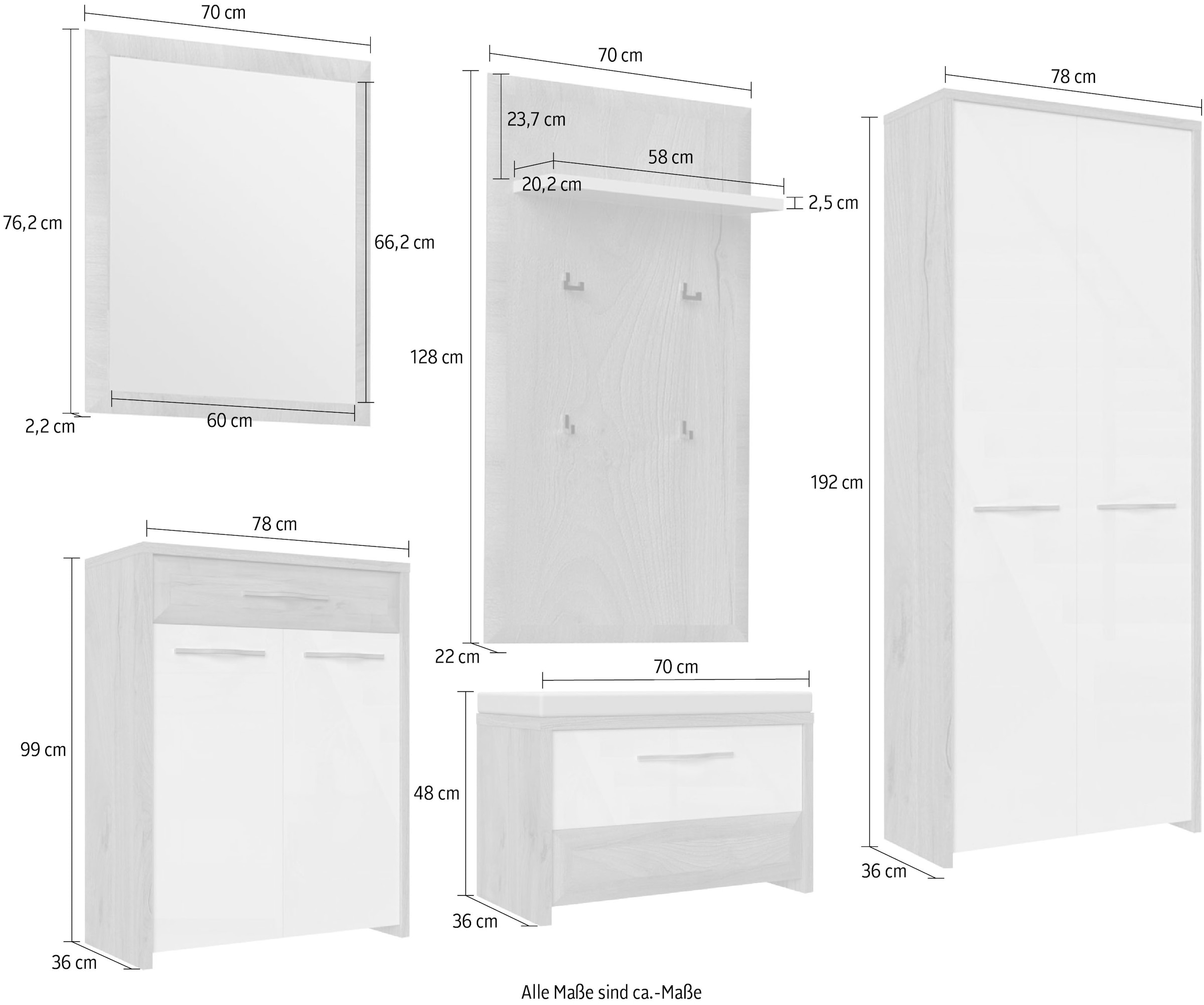 GOODproduct Garderoben-Set »Gala« Set, 5 Stk. tlg.