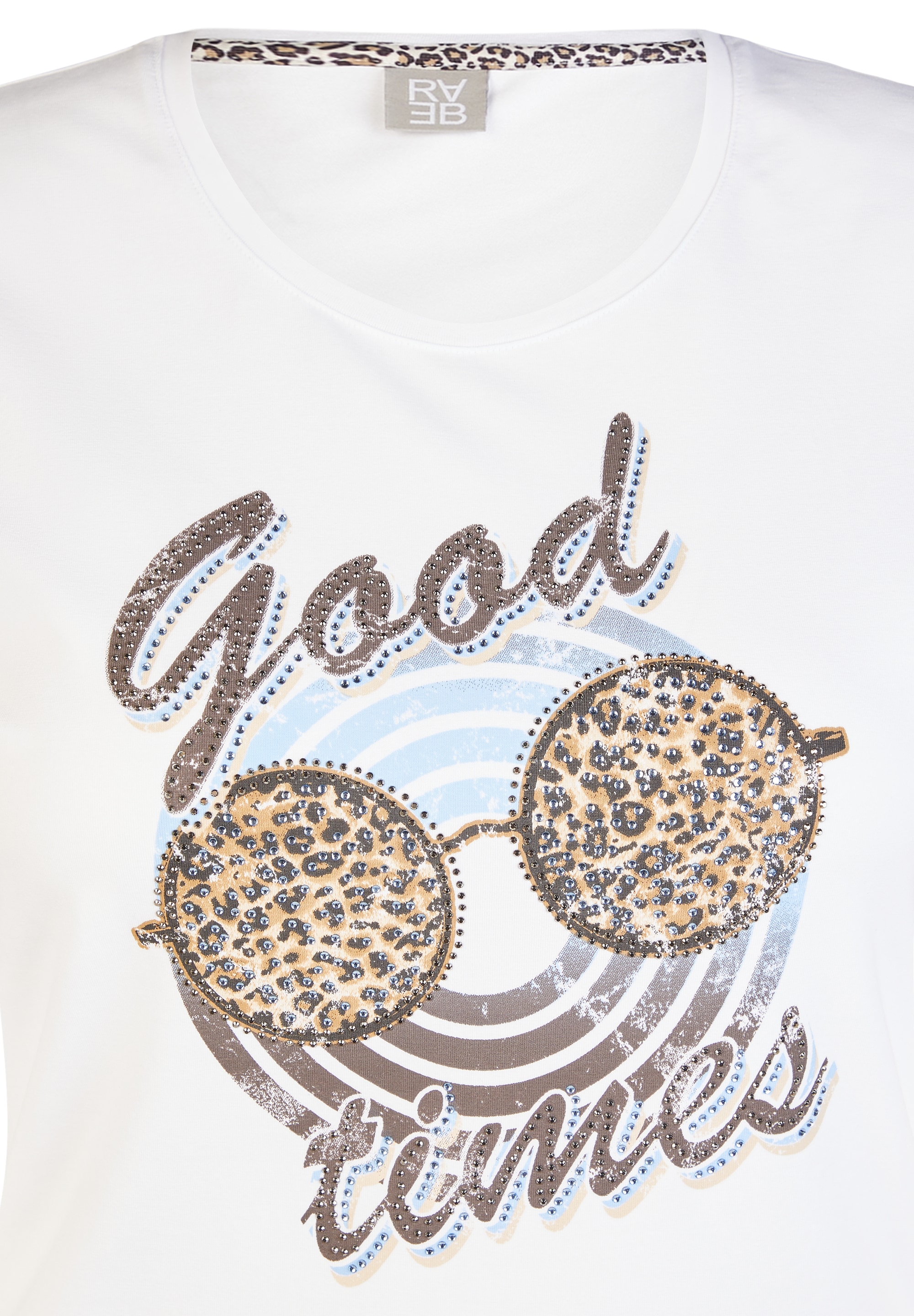 Rabe T-Shirt mit grossem Frontprint und Nieten