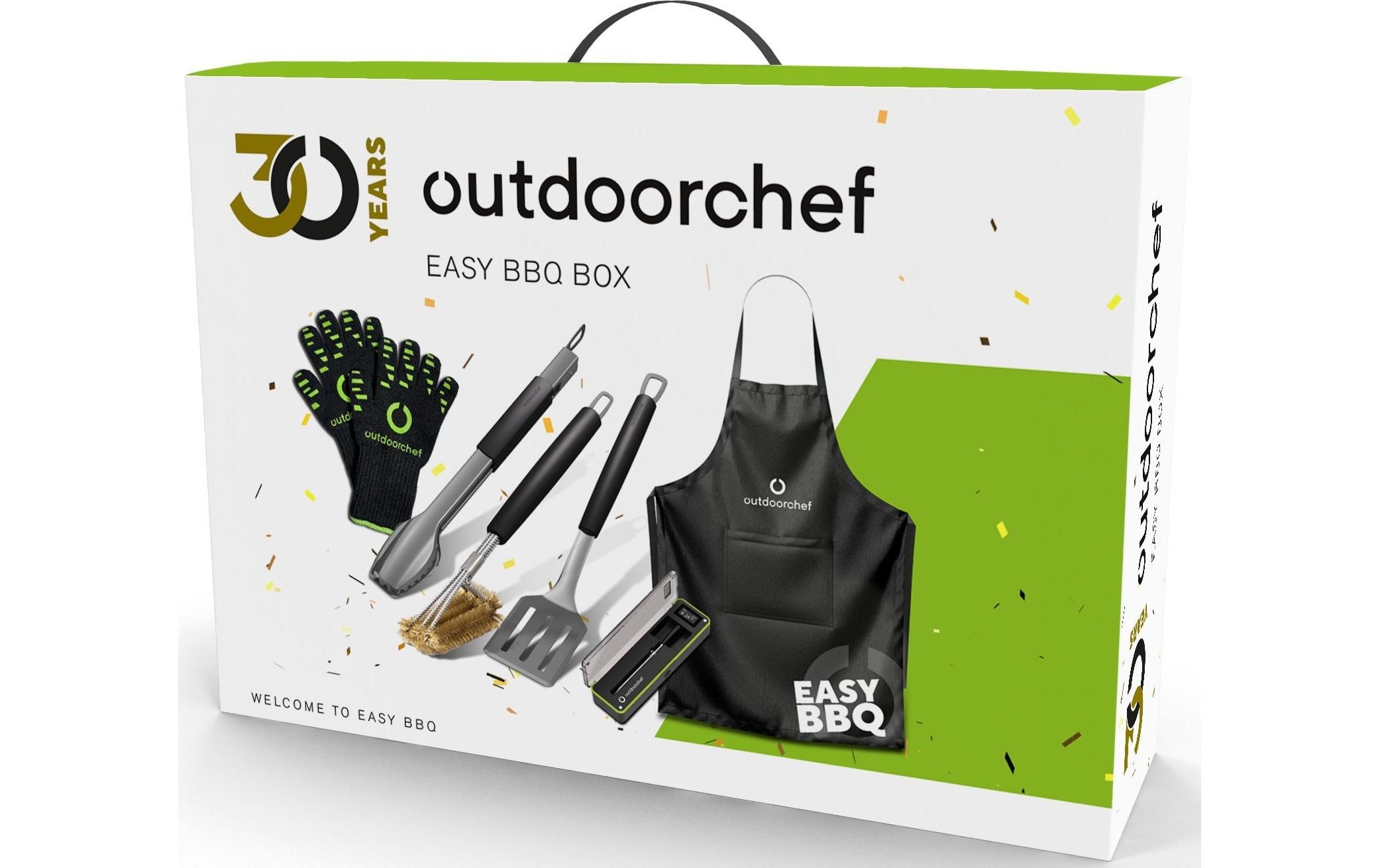 OUTDOORCHEF Set de couverts à barbecue »Outdoorchef Easy BBQ Box« set de démarrage barbecue avec thermomètre, tablier et couverts en acier inoxydable