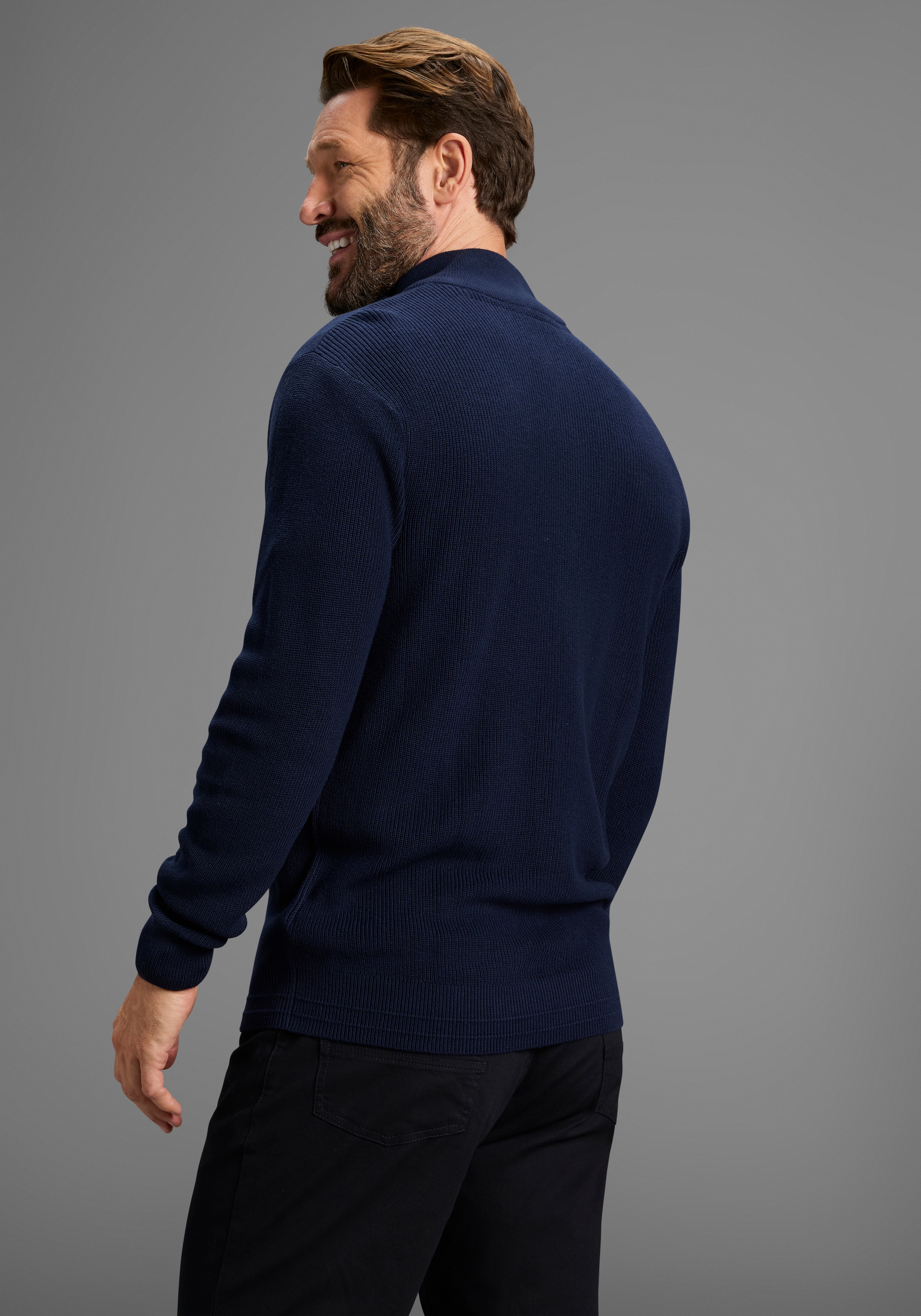 Man's World Troyer »Neue Kollektion ! Highlight kontrastfarbener Reissverschluss!« Feinstrick Rippe, ideal für die Übergangszeit