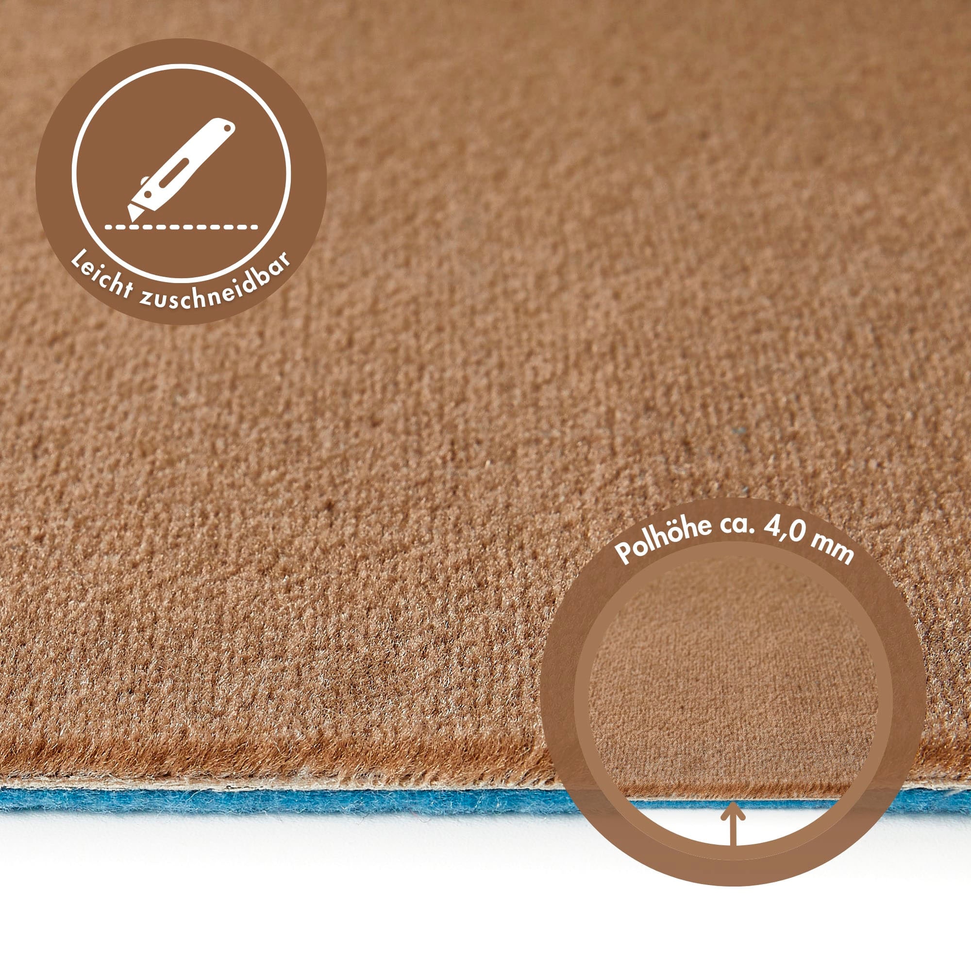 Andiamo Teppichboden »Kira, Velours, Made in Belgium« rechteckig 8 mm Höhe Uni Farben, Breite 400 cm, strapazierfähig, pflegeleicht, Wohnzimmer