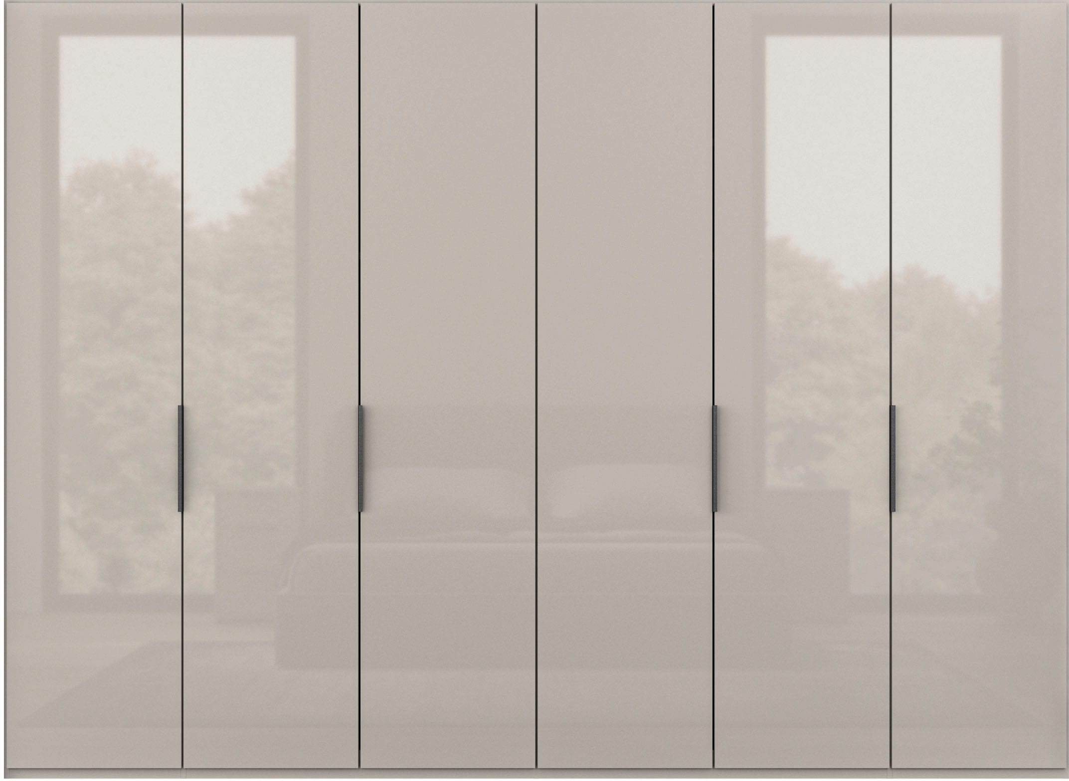 WIEMANN Falttürenschrank »Ohio, Kleiderschrank, Schrank, Garderobe, mit Glasfront, 300 cm« inklusive Einlegeböden & Kleiderstangen, 2 Höhen, MADE IN GERMANY,  inklusive Türdämpfung, hochwertige Glasfront
