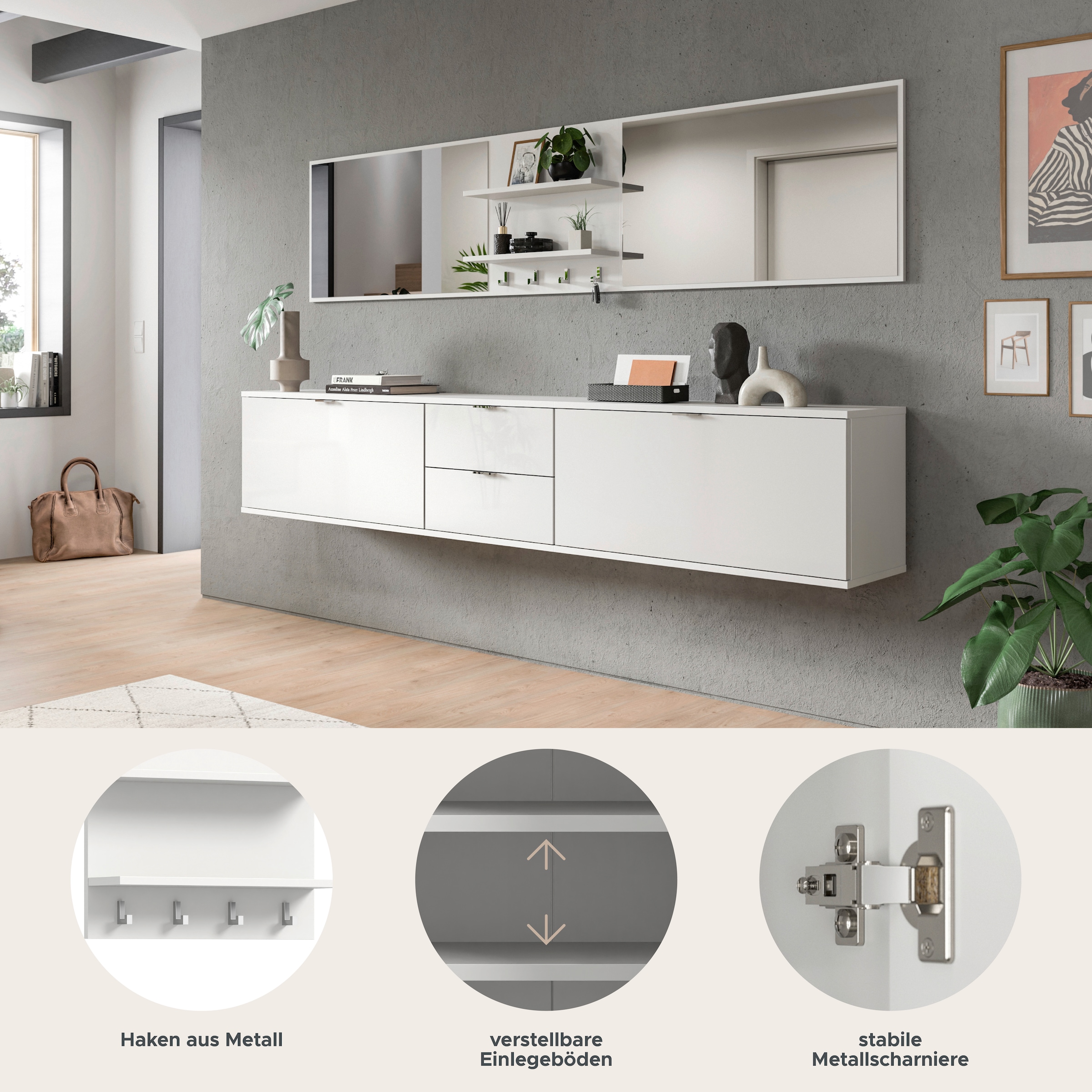 Home affaire Garderoben-Set »Trondheim, Garderobenset 6-tlg. Breite 236 cm,« 6 Stk. tlg.