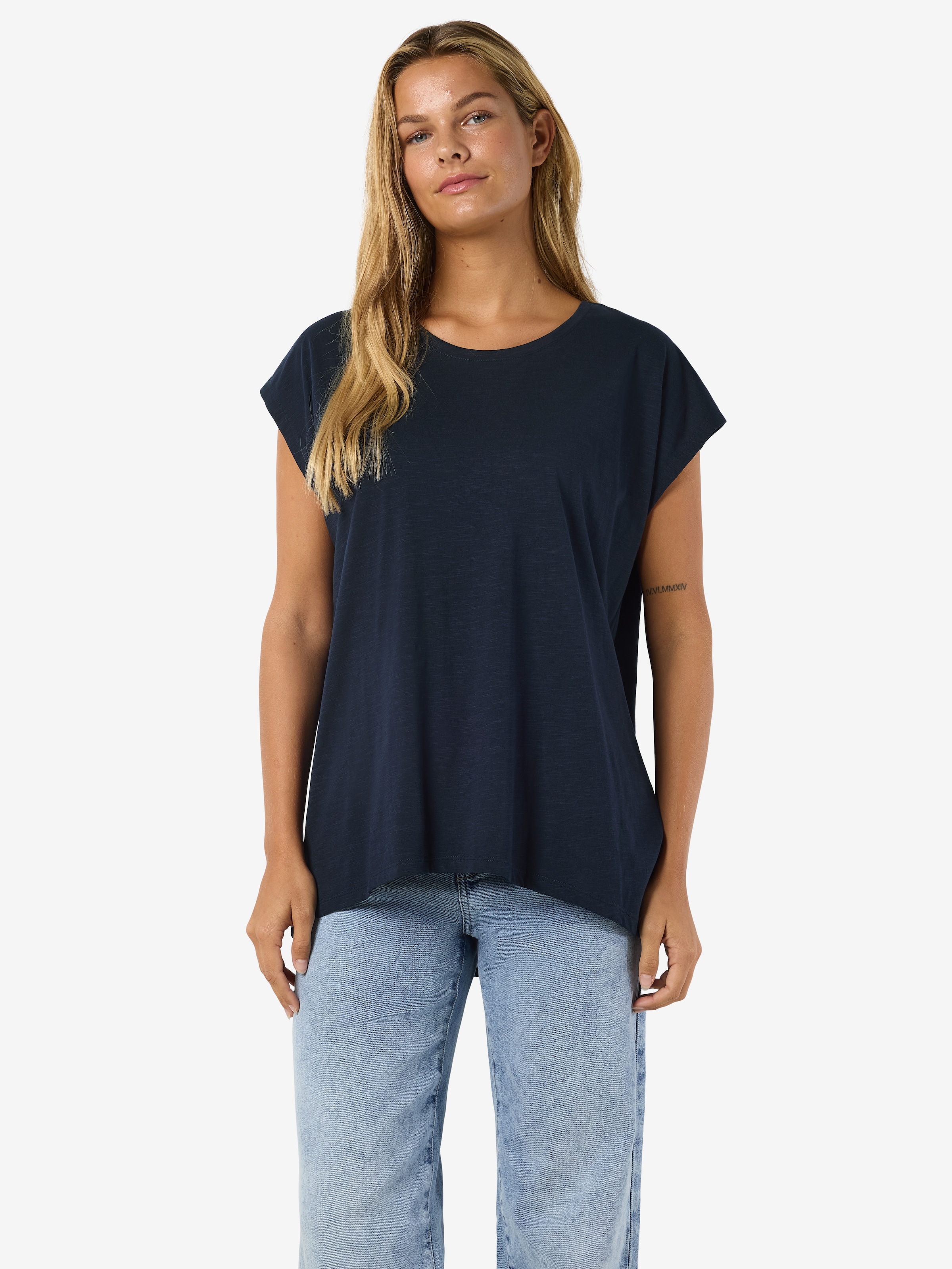 Noisy may T-shirt à manches courtes »NMMATHILDE S/S LOOSE LONG TOP NOOS« Baumwollmischung, relaxed fit