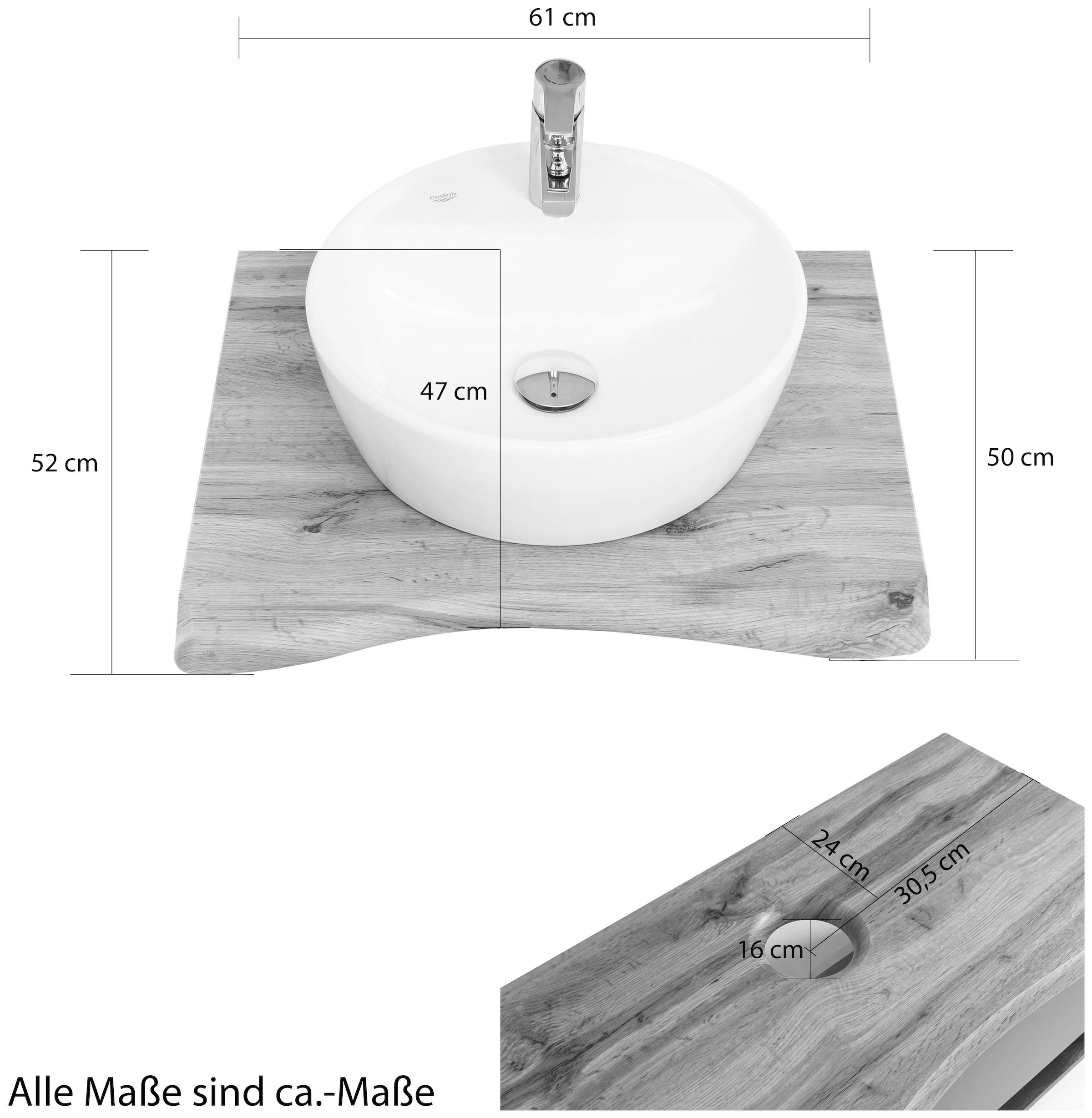 welltime Waschtisch »Trento in verschiedenen Ausführungen inkl. Waschbecken« Badmöbel in Breite 60 cm, Badschrank Waschplatz mit 2 Schubladen