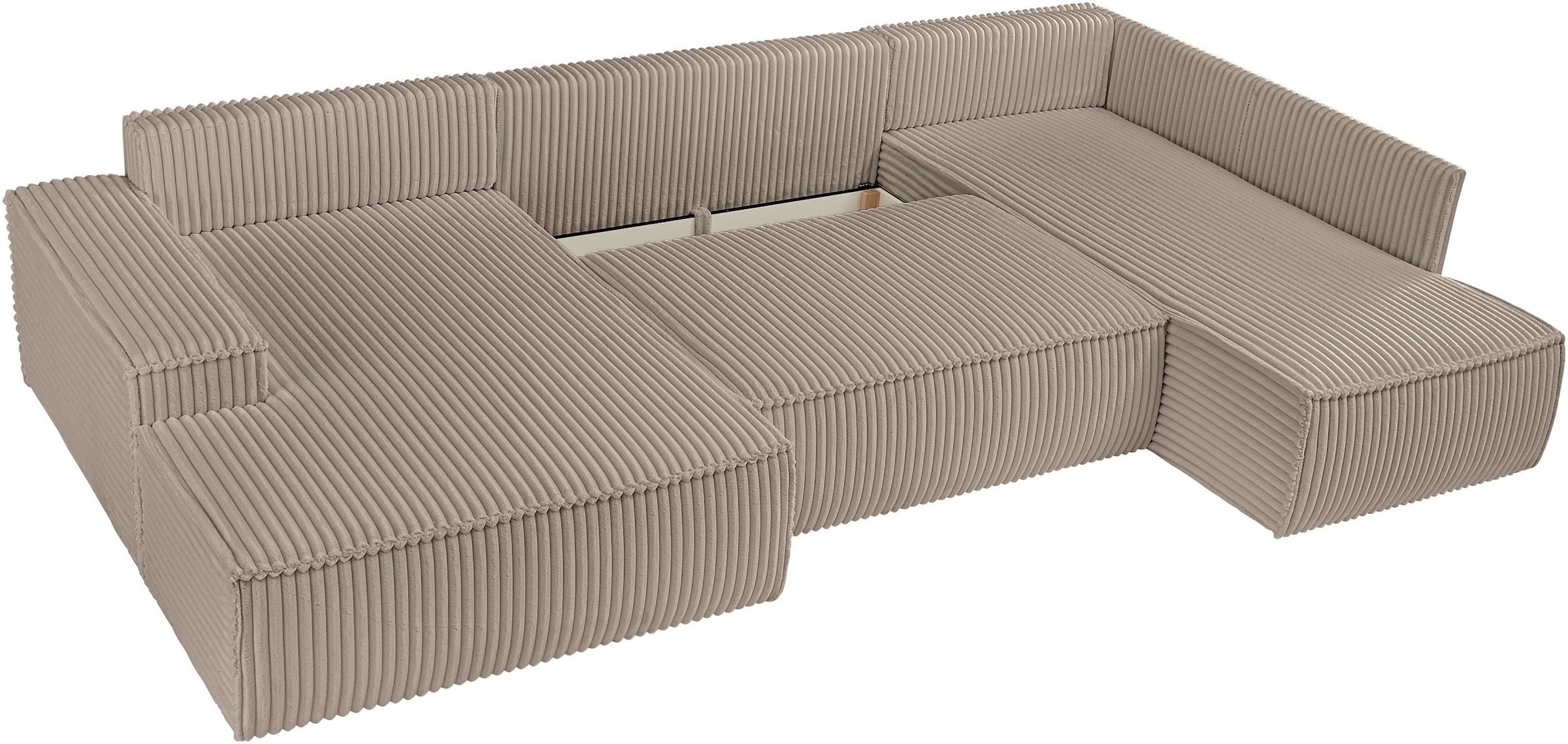GOODproduct Wohnlandschaft »FINNLEY  Cord U-Form XXL 329 cm - OTTO. Verlässliche Qualität.« Schlafsofa, Bettkasten, in Bouclé, Struktur fein und Mega Cord