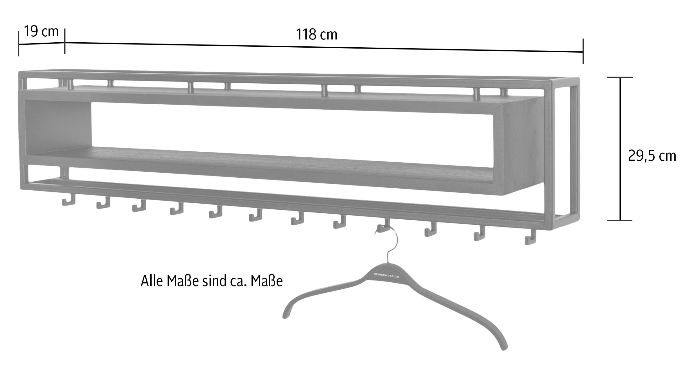 Spinder Design Barre de penderie métal, largeur 120 cm