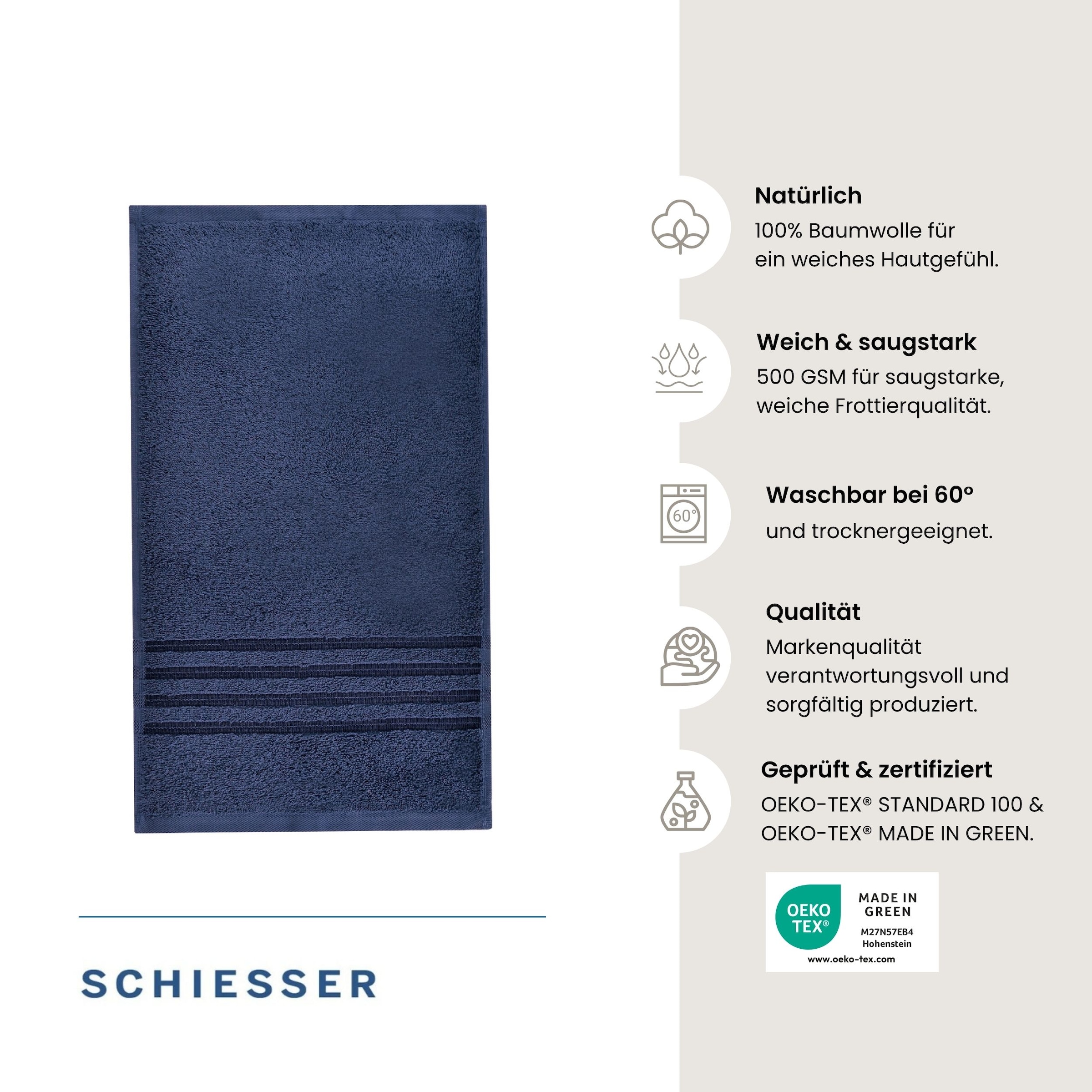 Schiesser Gaestehandtuecher »Milano aus 100% Baumwolle mit eleganter Bordüre in Hoch-Tief-Optik« Made in Green