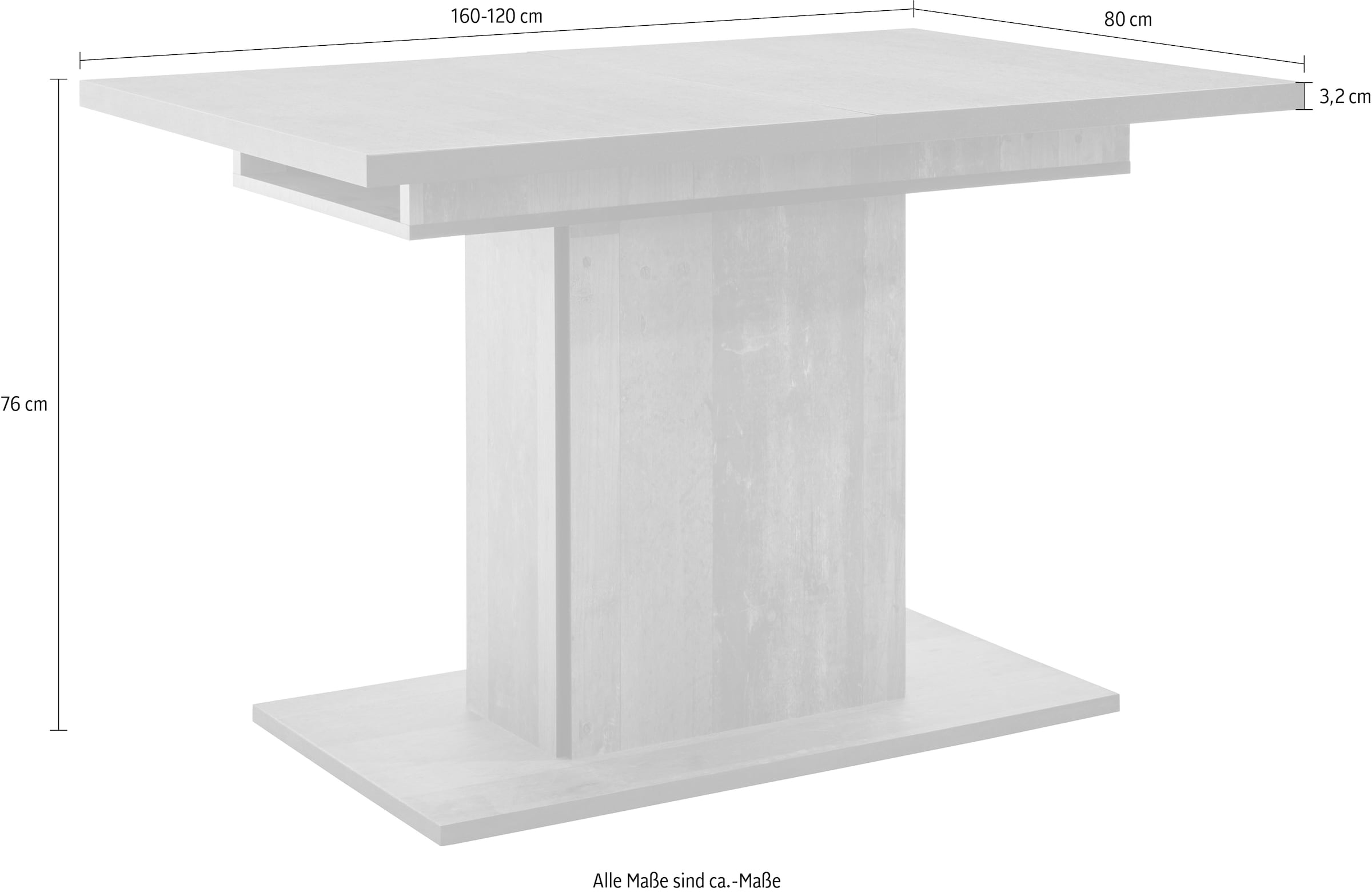 HELA Table de salle à manger »Ariana Bestseller, Tisch, Küchentisch, Auszugstisch« durch innenliegende Einlegeplatten ausziehbar 120-160 cm