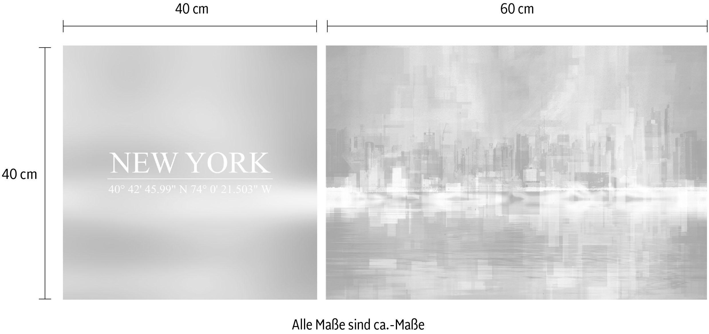 queence Leinwandbild »New York« Abstrakte | Kunst | Modern | New York | Schriftzug | Schriftzüge | Spa | Spa Bilder | Sprüche | Sprüche & Texte Set,  Premium-Leinwandstoff, Handarbeit aus Deutschland, Spruch, 2er Set