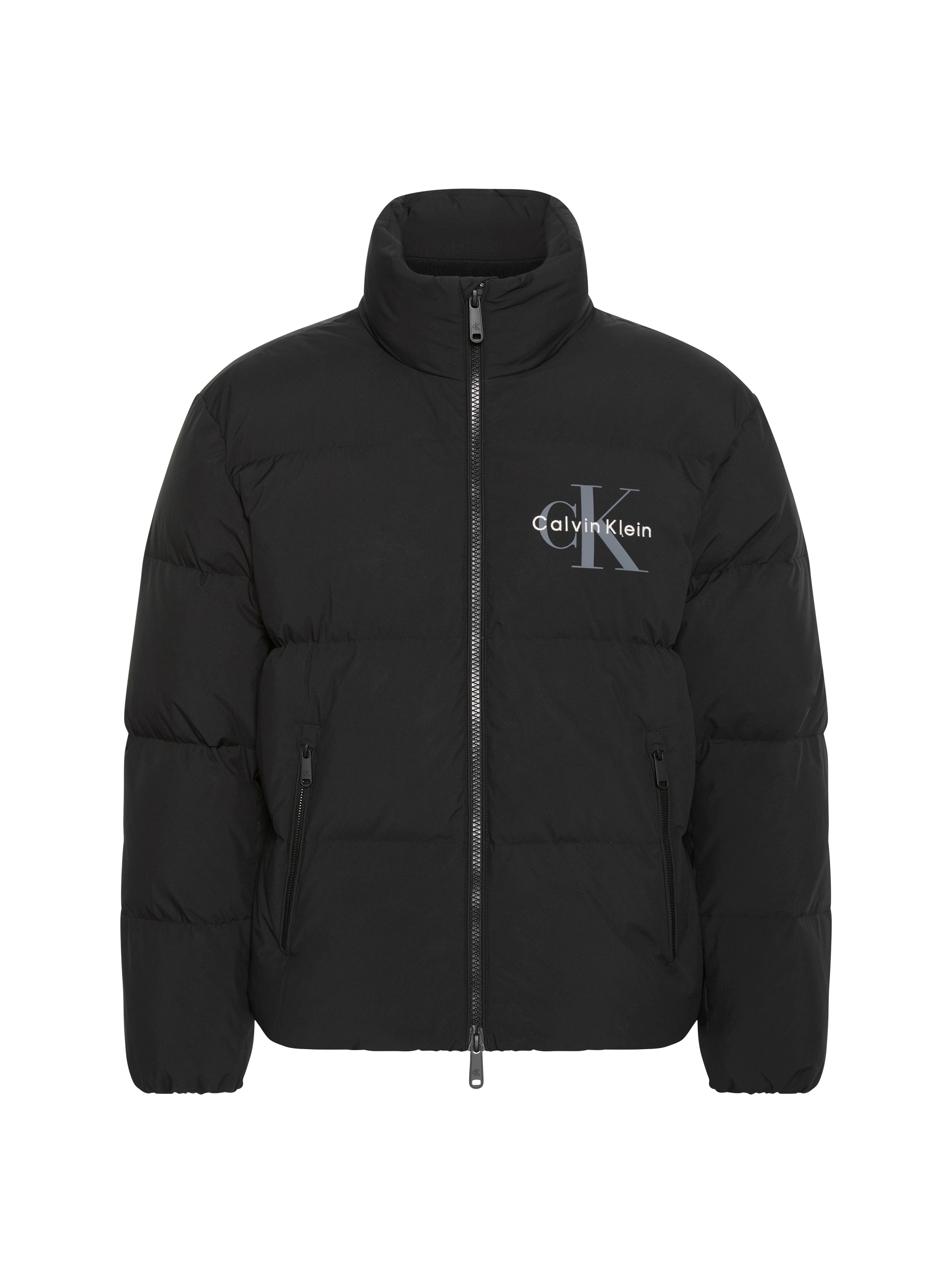 Calvin Klein Steppjacke »NYLON MONOLOGO DOWN PUFFER« ohne Kapuze Regular fit, Logoschriftzug