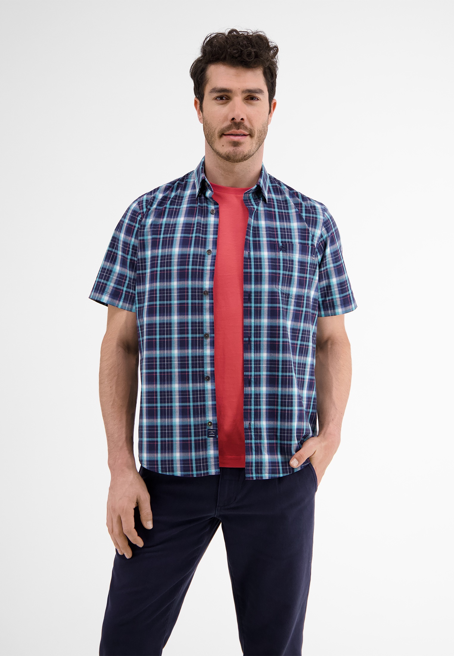 LERROS Chemise à manches courtes »Halbarmhemd *Poplin Check*«