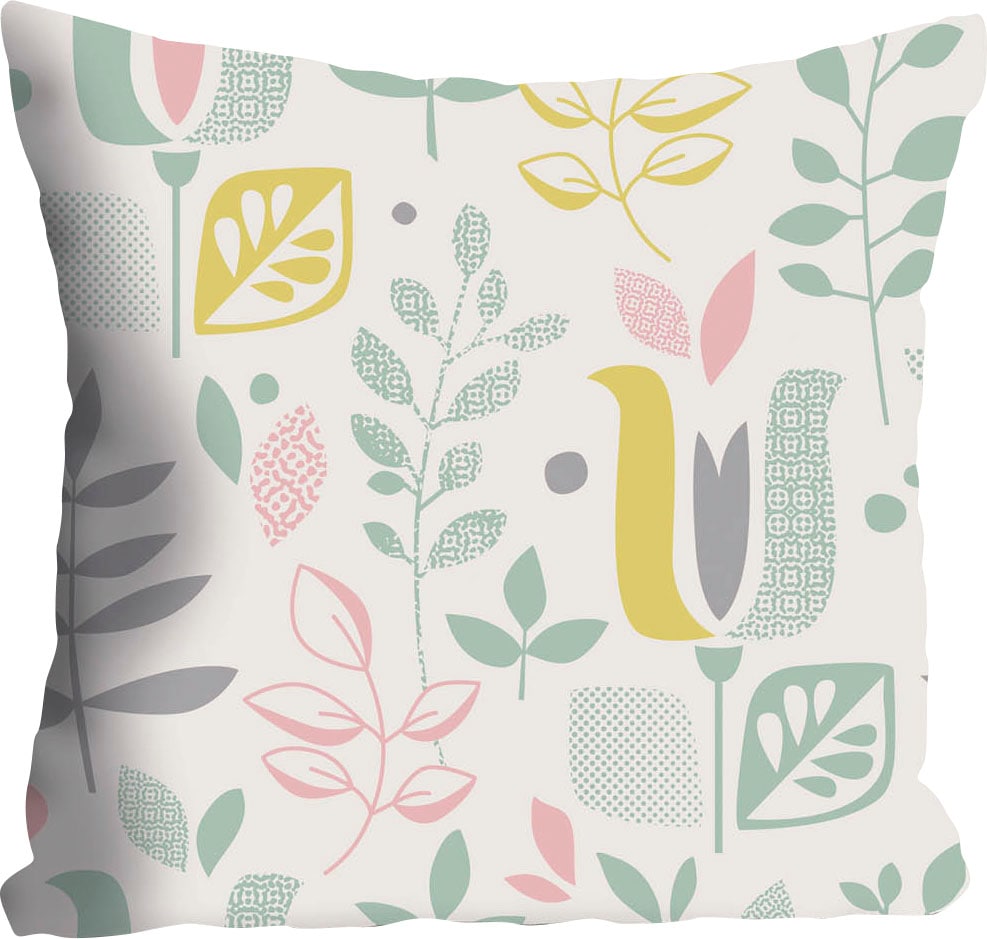 queence Dekokissen »Denise« Kissenhülle,Abstrakte Blumen,Bunt,Modern,Kunst,Floral,Minimalistisch