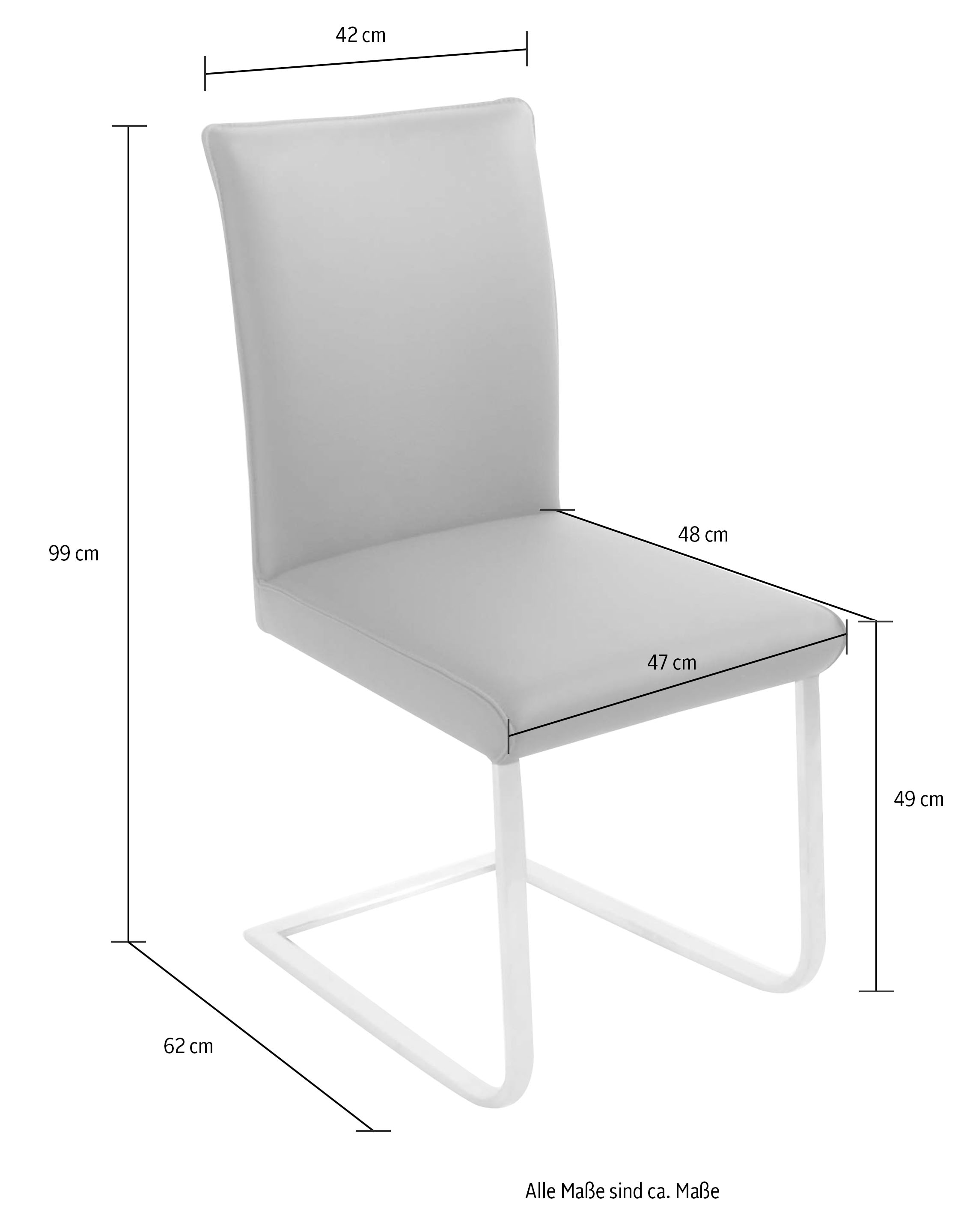 K+W Komfort & Wohnen Chaise cantilever »Santos III« () avec couture sellier, structure en acier inoxydable, confort d'assise haut de gamme