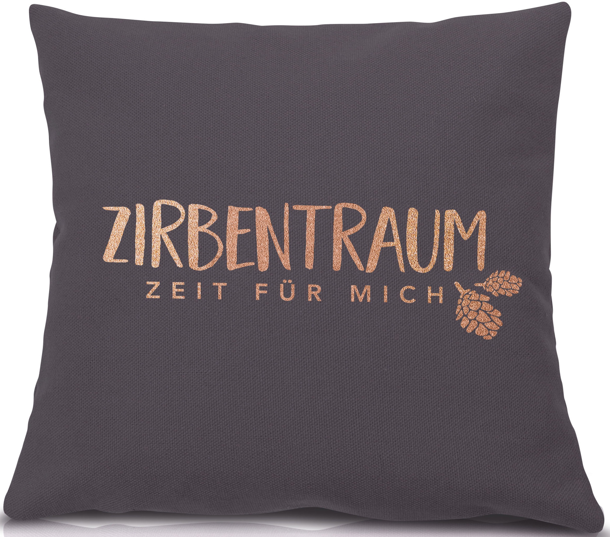 herbalind Zirbenkissen »Zirbentraum in Violett/Roségold 40x40 mit Reissverschluss - Gefüllt« mit hochwertigen Zirbenholzflocken 100% Baumwolle - Made in Germany