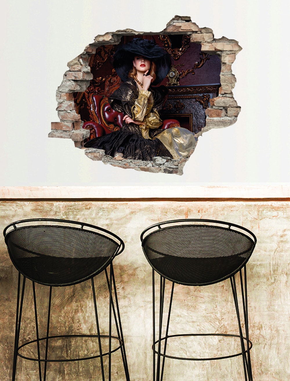 queence Wandtattoo »Frau« Wandsticker, Wandbild, selbstklebend, 3D, Wanddurchbruch