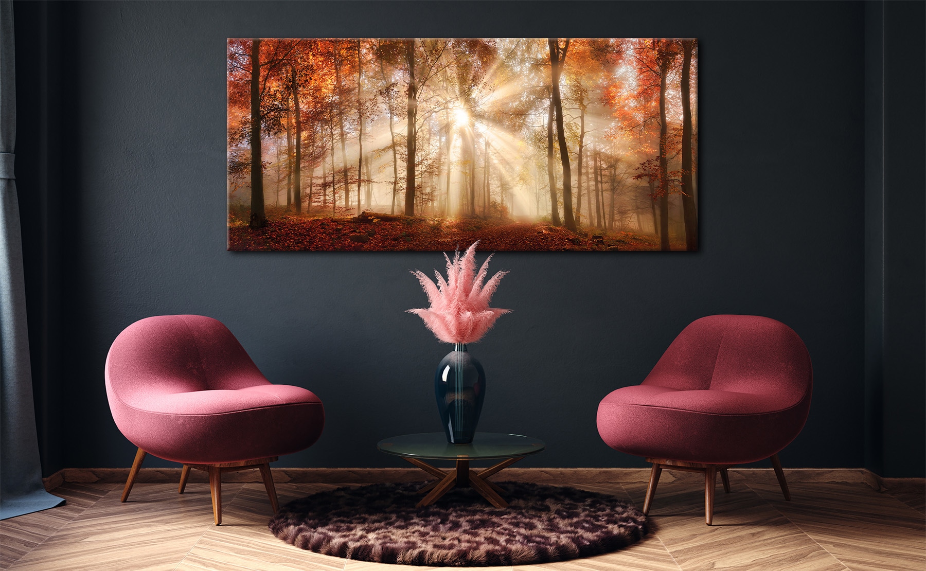 Bönninghoff Bild »Wandbild HERBSTWALD XXL 90x200 cm – Leinwandbild Keilrahmen Deko« Sonnenaufgang & -untergang | Wald | Waldbilder auf Keilrahmen gespannt
