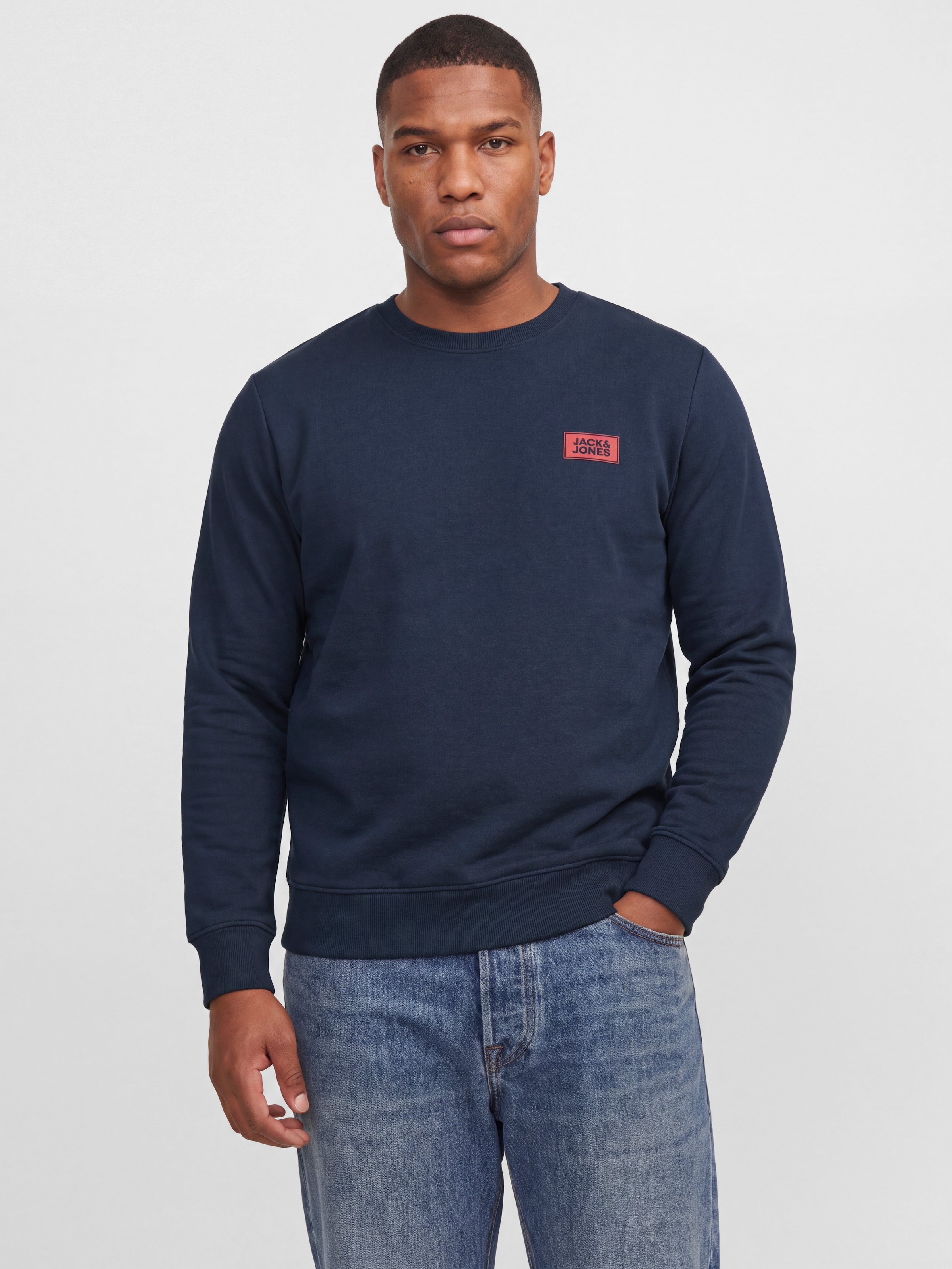 Jack & Jones PlusSize Sweat-shirt »JJRUSH SWEAT CREW NECK PLS«, mélange coton, coupe normale
