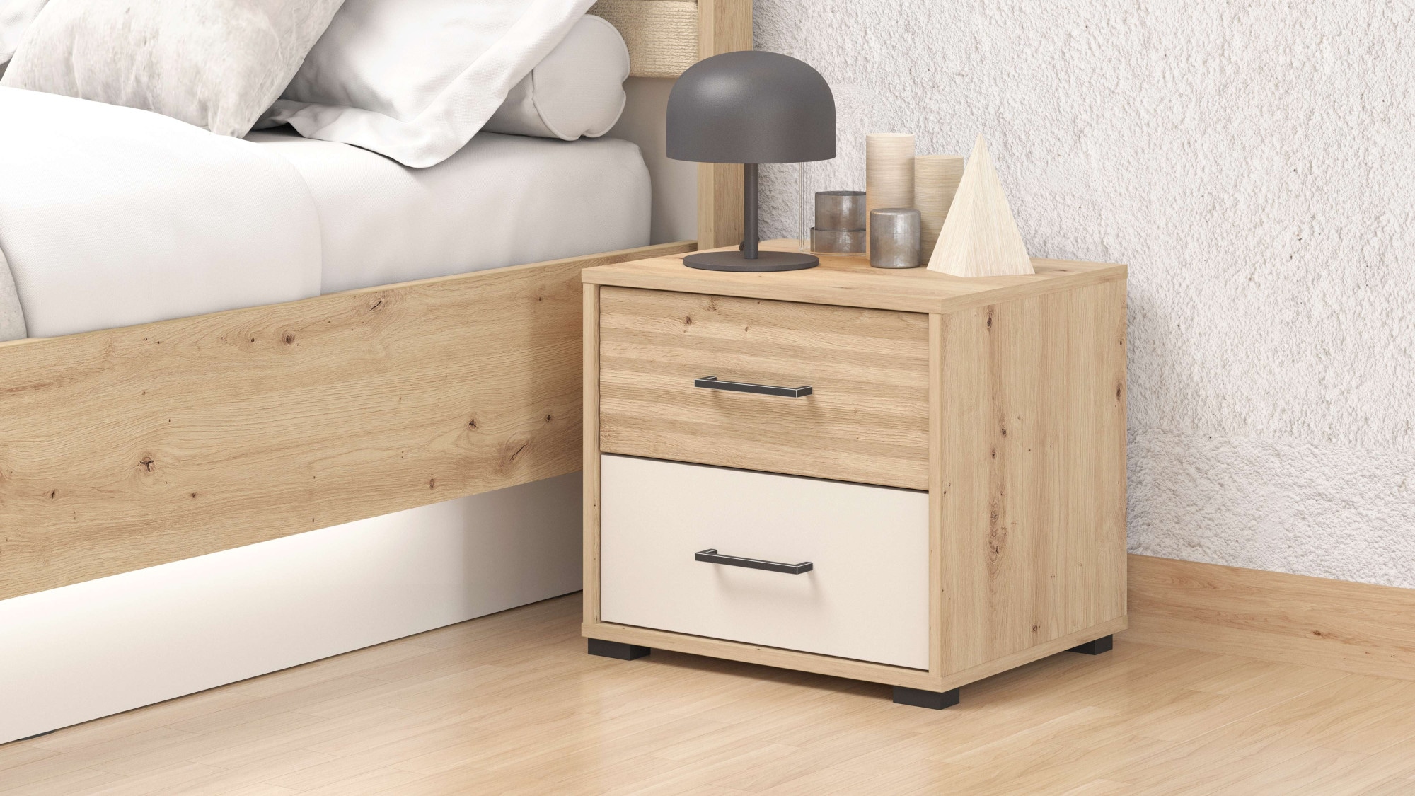 INOSIGN Nachtkommode »Modena Nachtschrank Nachttisch mit 2 oder 3 Schubladen« FSC®-Zerifiziert  Trendfarbe cashmere, ideal für kleine Räume