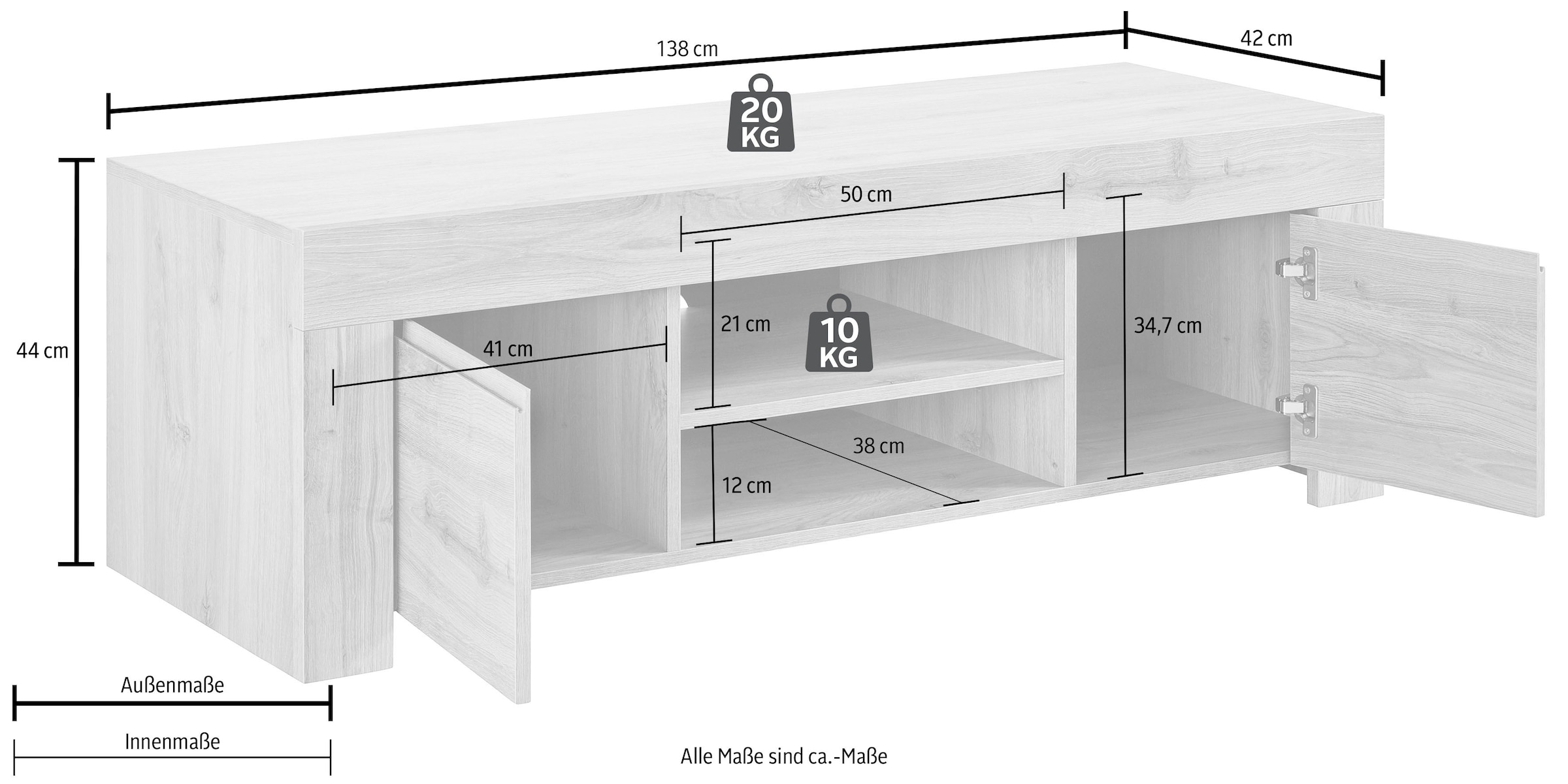 Home affaire Lowboard »Firenze« Breite 138 cm