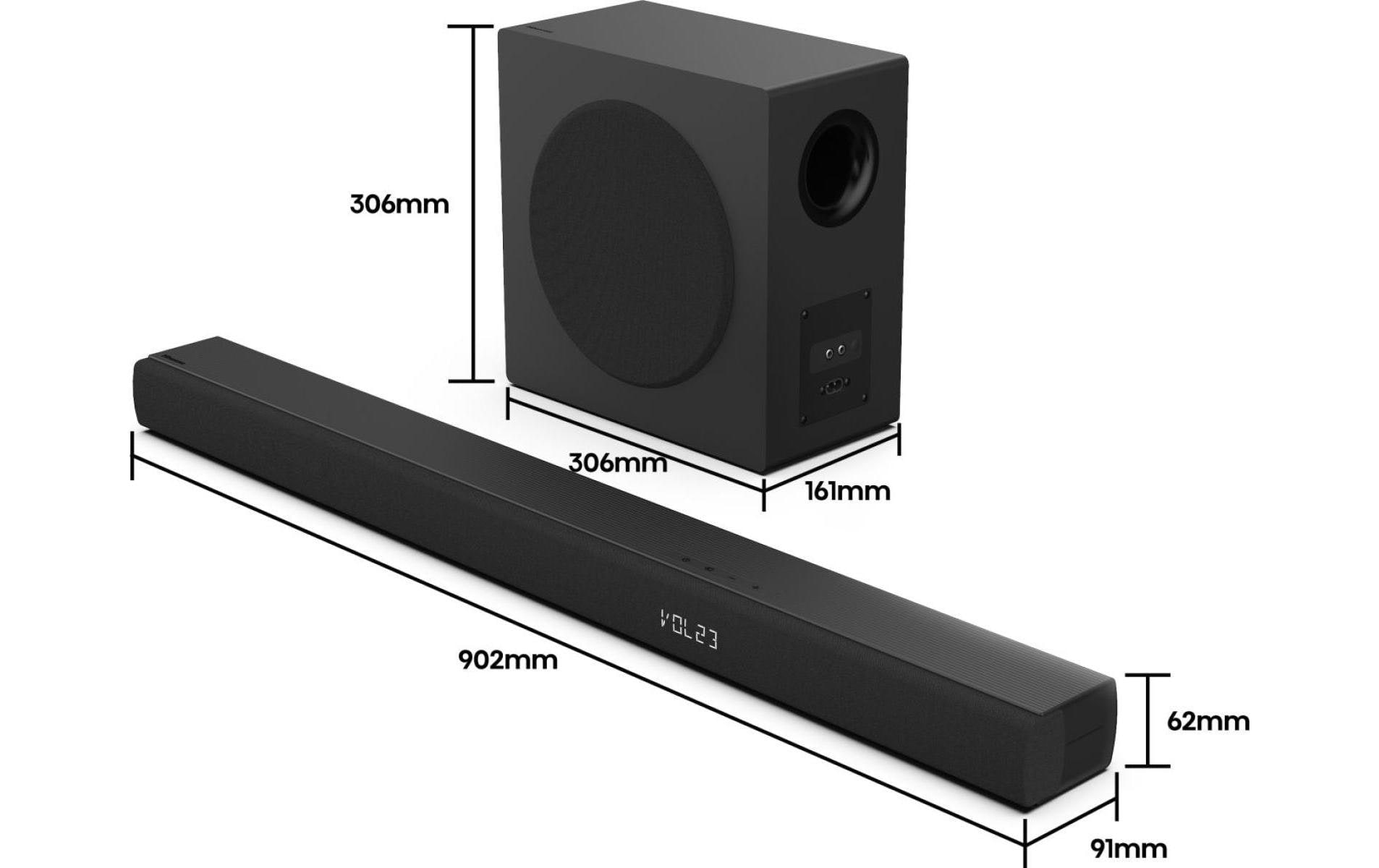 Hisense Barre de son »HS3100« ( réglage des basses et du volume | égaliseur 480 W)