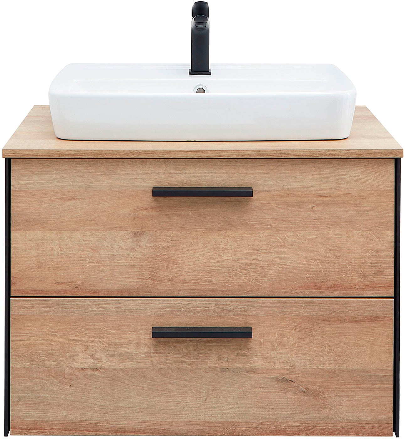 Saphir Ensemble de meubles de salle de bain »Quickset 395 2-teilig, Keramik-Aufsatzbecken mit LED-Spiegelschrank« 4 cuis tlg.