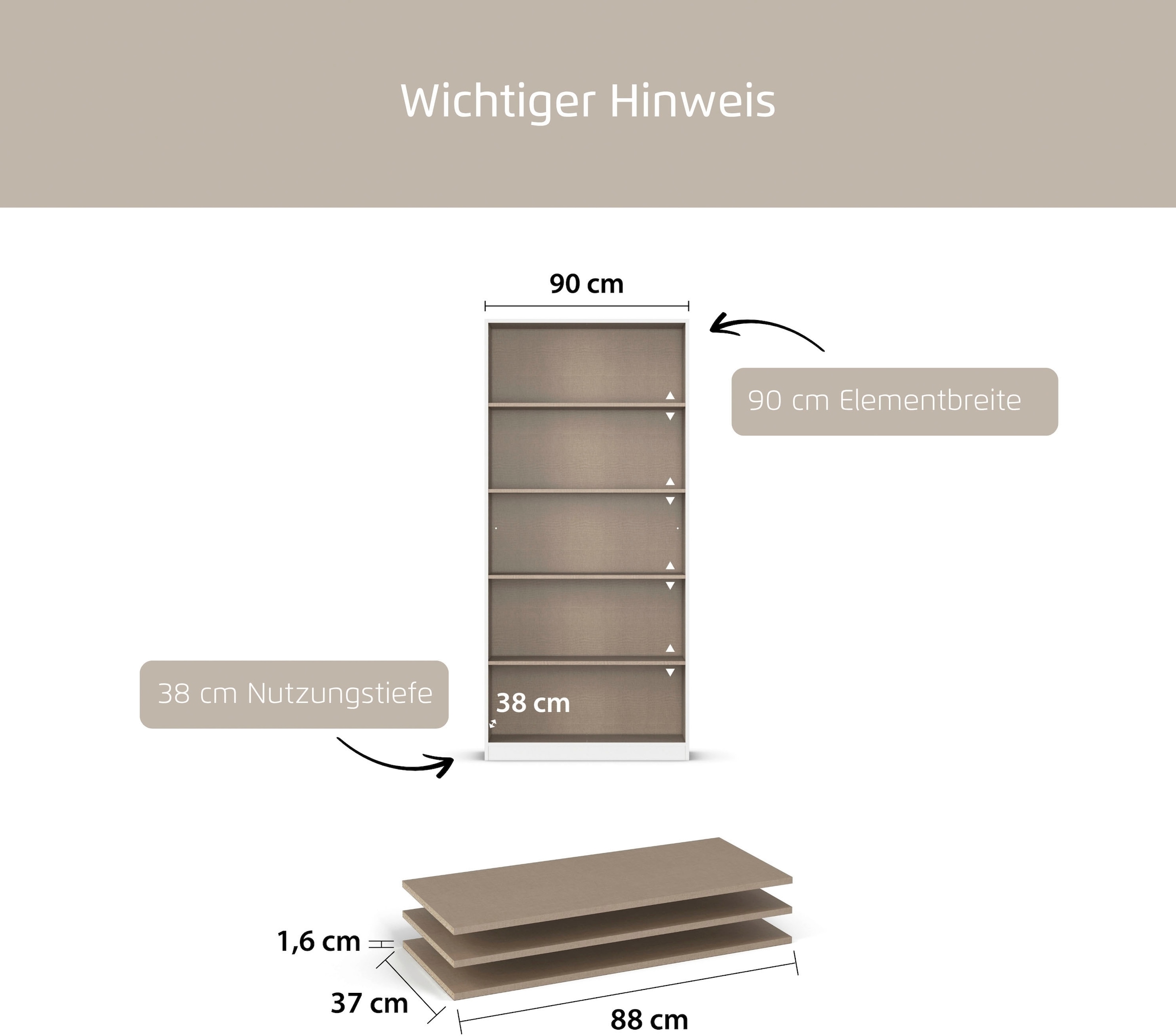 rauch Tablette de rangement »Zubehör für Schränke der Serie MINOSA Schranktiefe 41 bzw. 48 cm« lot de 2, largeur 88 cm, profondeur 37 cm