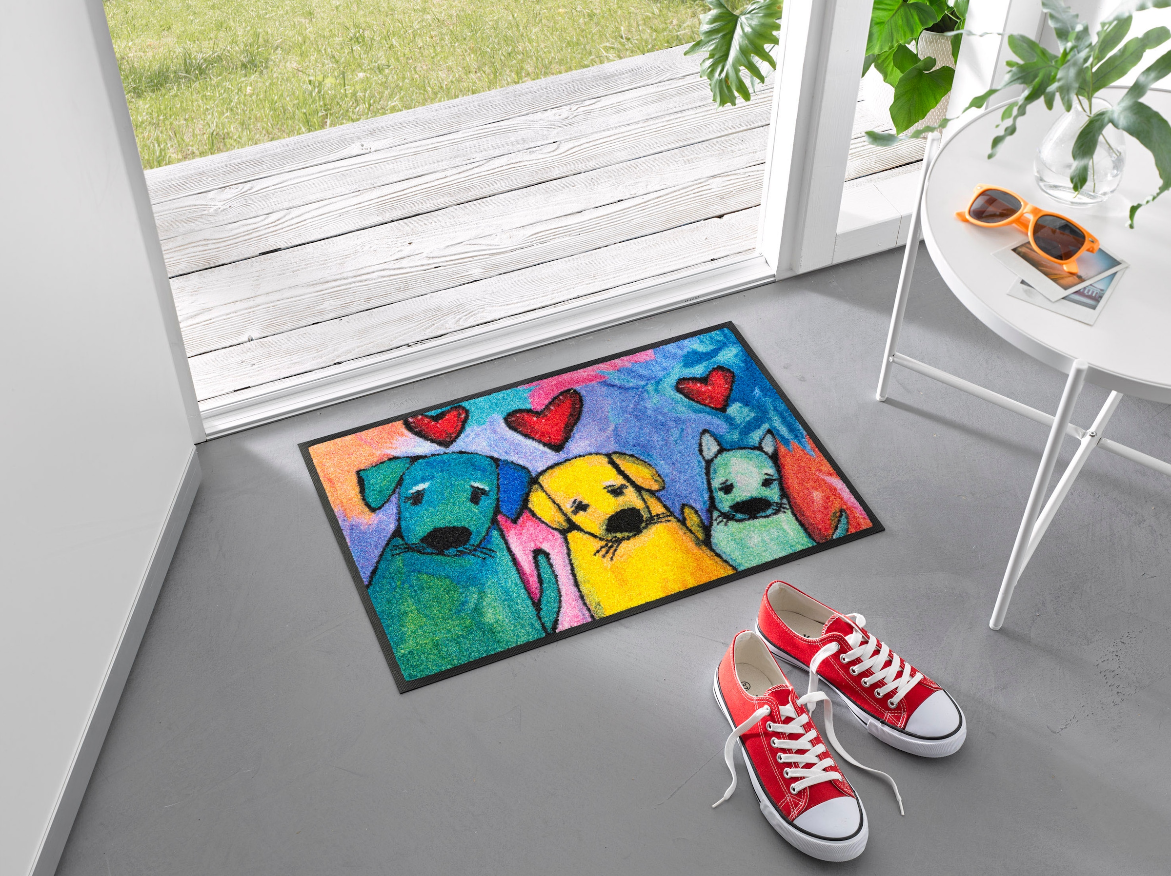 wash+dry by Kleen-Tex Tapis de sol »Doggies« Rectangulaire 7 mm Höhe Schmutzfangmatte, Motiv Hunde, modenes Design, rutschhemmend, waschbar