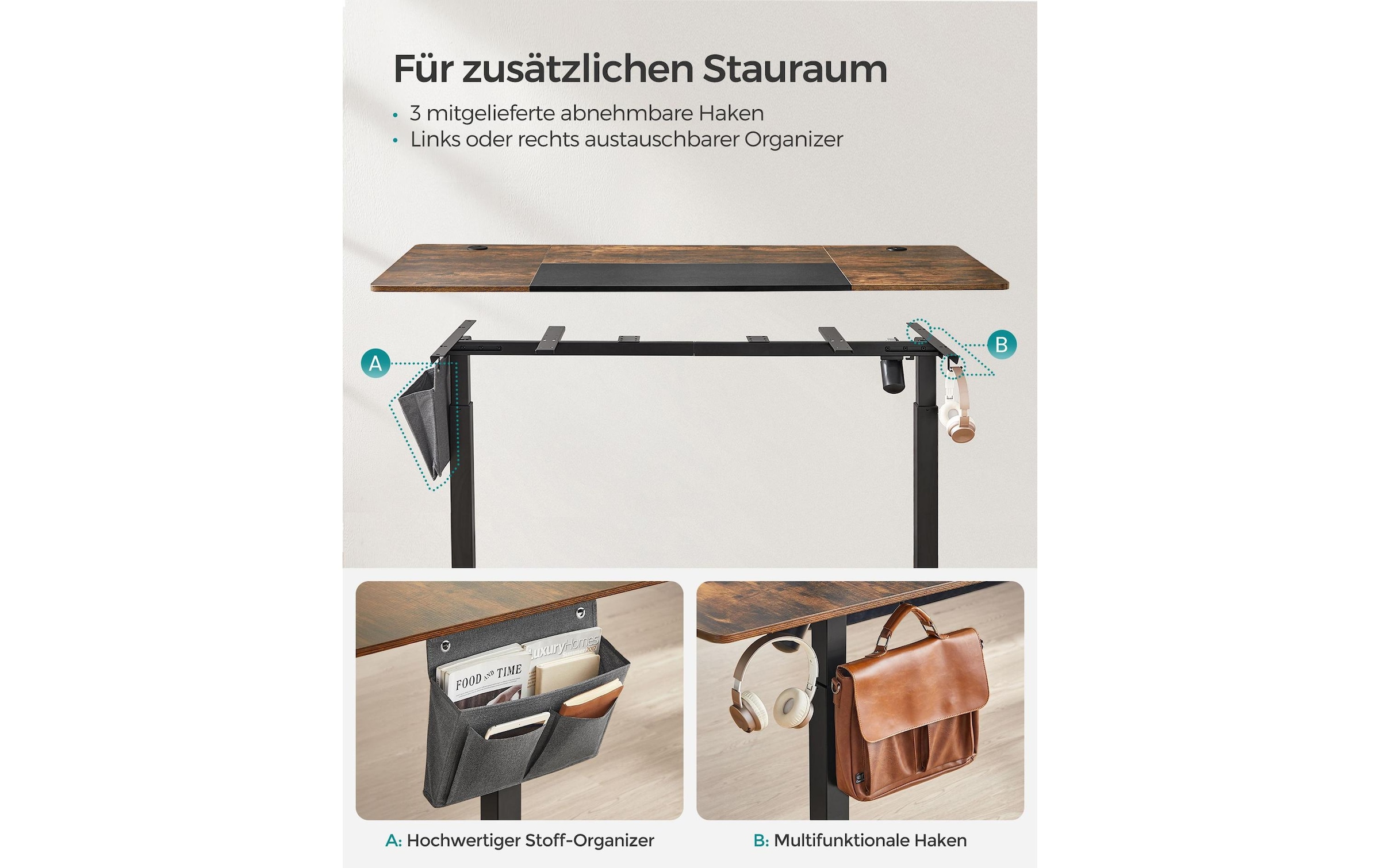 SONGMICS Stehtisch »Vintagebraun – 160 x 70 cm«