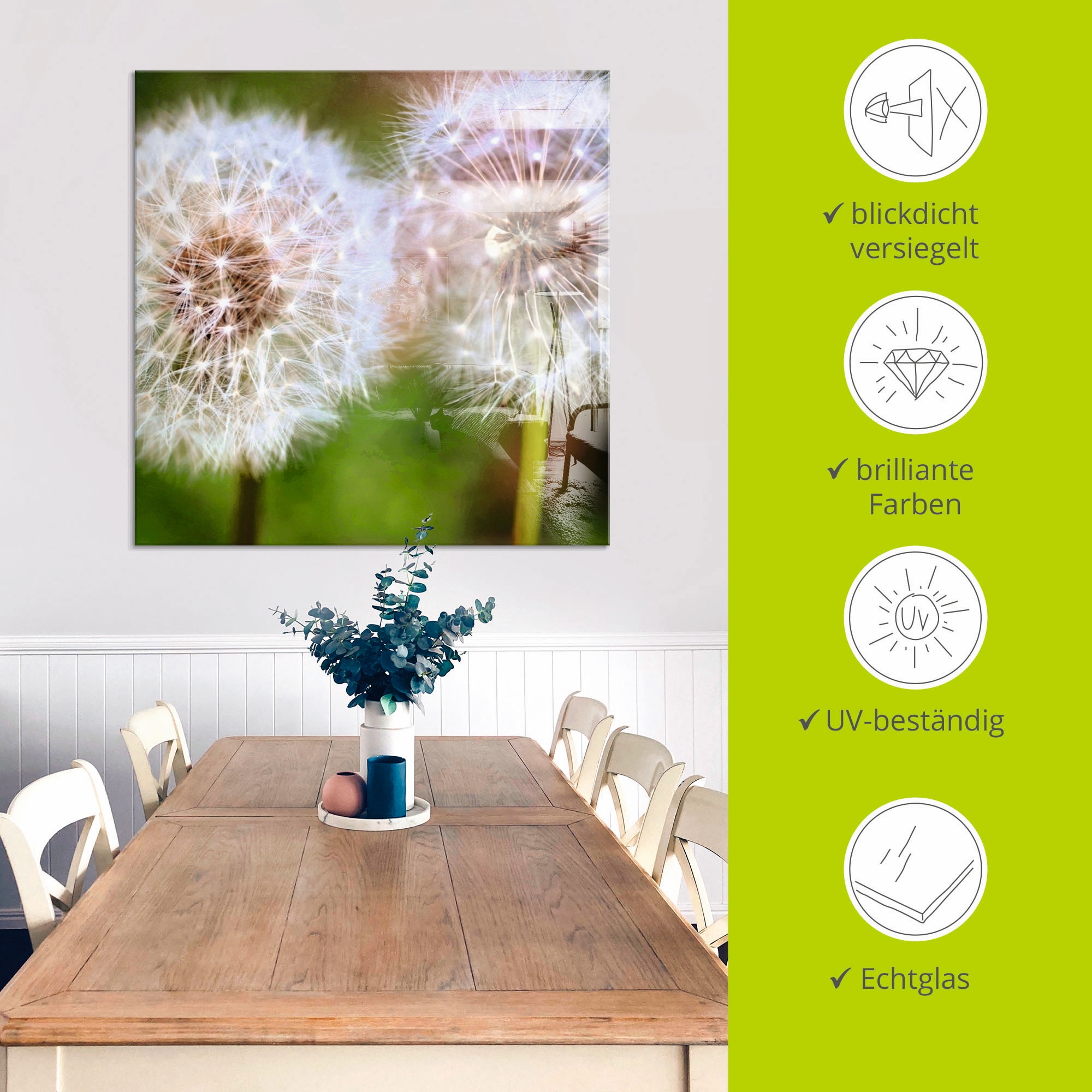 Artland Glasbild »Pusteblume Zweisamkeit« 1 Stk. tlg. in verschiedenen Grössen