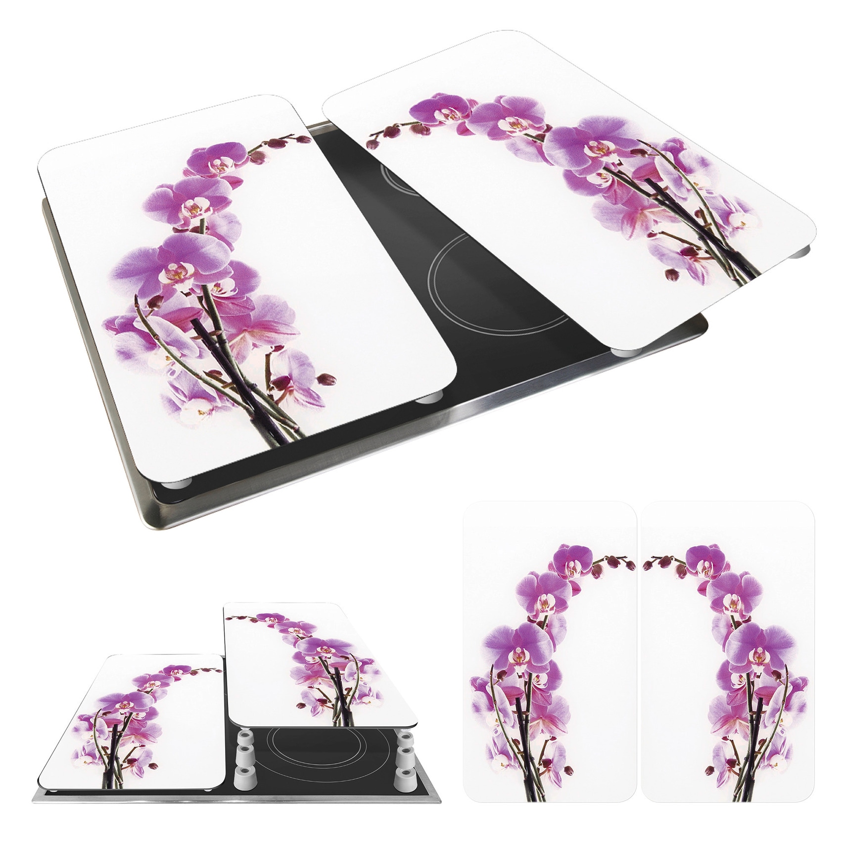 WENKO Herd-Abdeckplatte »Universal Modell Orchideenblüte« Herdabdeckung für alle Herdarten, kratzfest, mit rutschfesten Füssen