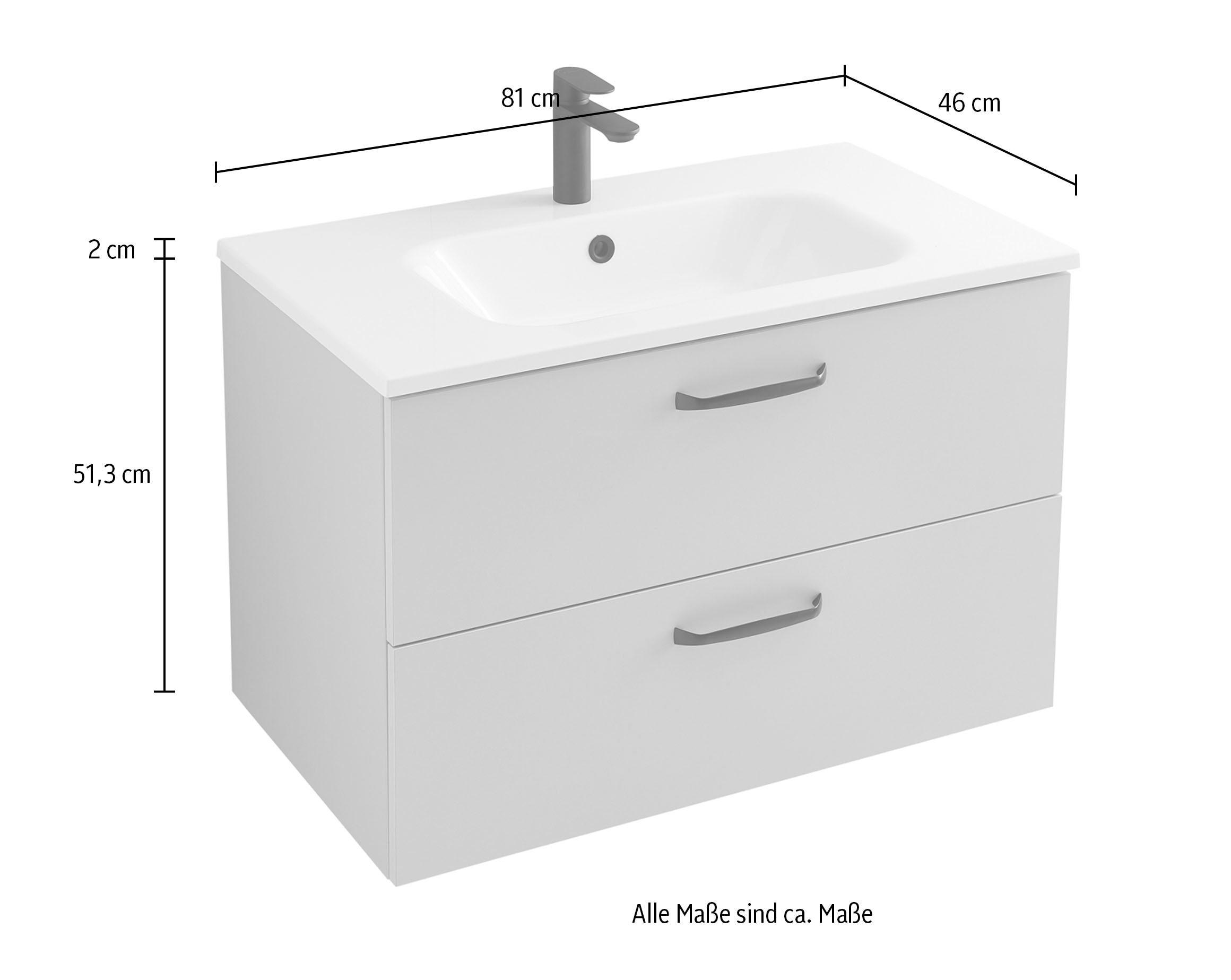 Saphir Ensemble de meubles de salle de bain »Quickset 500, Waschtischunterschrank mit Mineralmarmorwaschtisch« 2 cuis tlg.