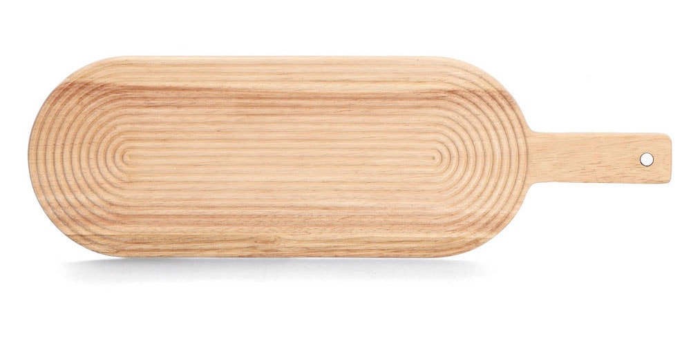 Zeller Present Planche à découper »Schneidebrett m. Griff "Stripes", Gummibaum« schöne, strukturierte Oberfläche