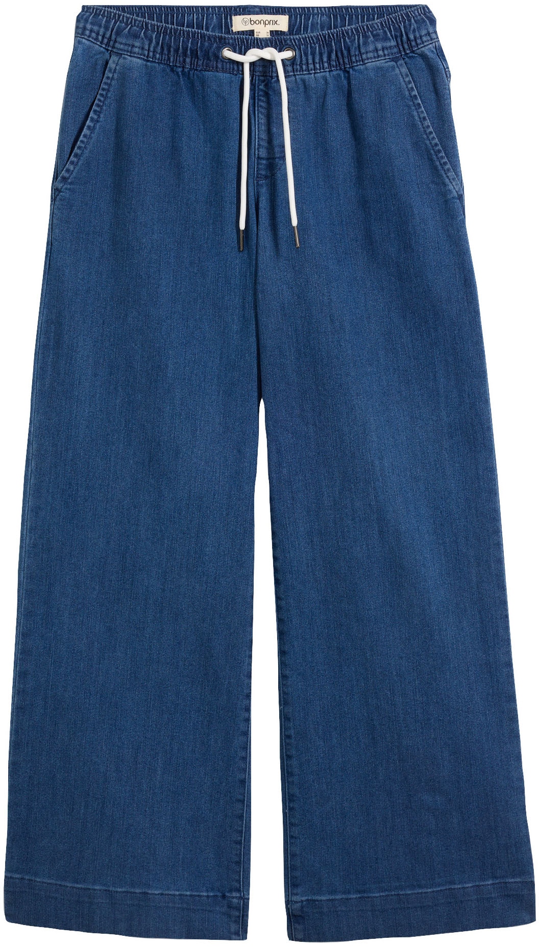 bonprix Jeans large »Wide Leg Jeans Mid Waist, Stretch« Loose Fit Passform, mit elastischem Bund und Tunnelzug