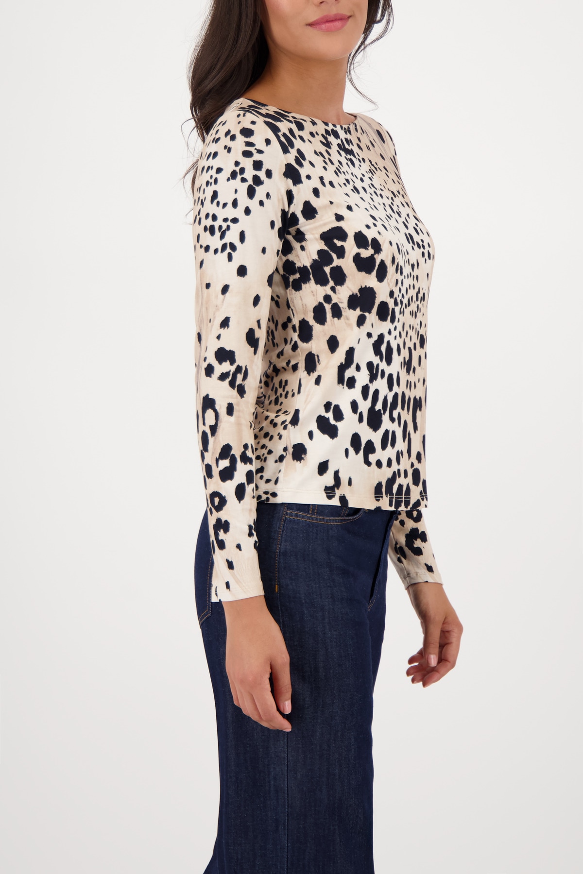 Monari Langarmshirt »Shirt Leo allover« Regular fit mit Rundhalsausschnitt