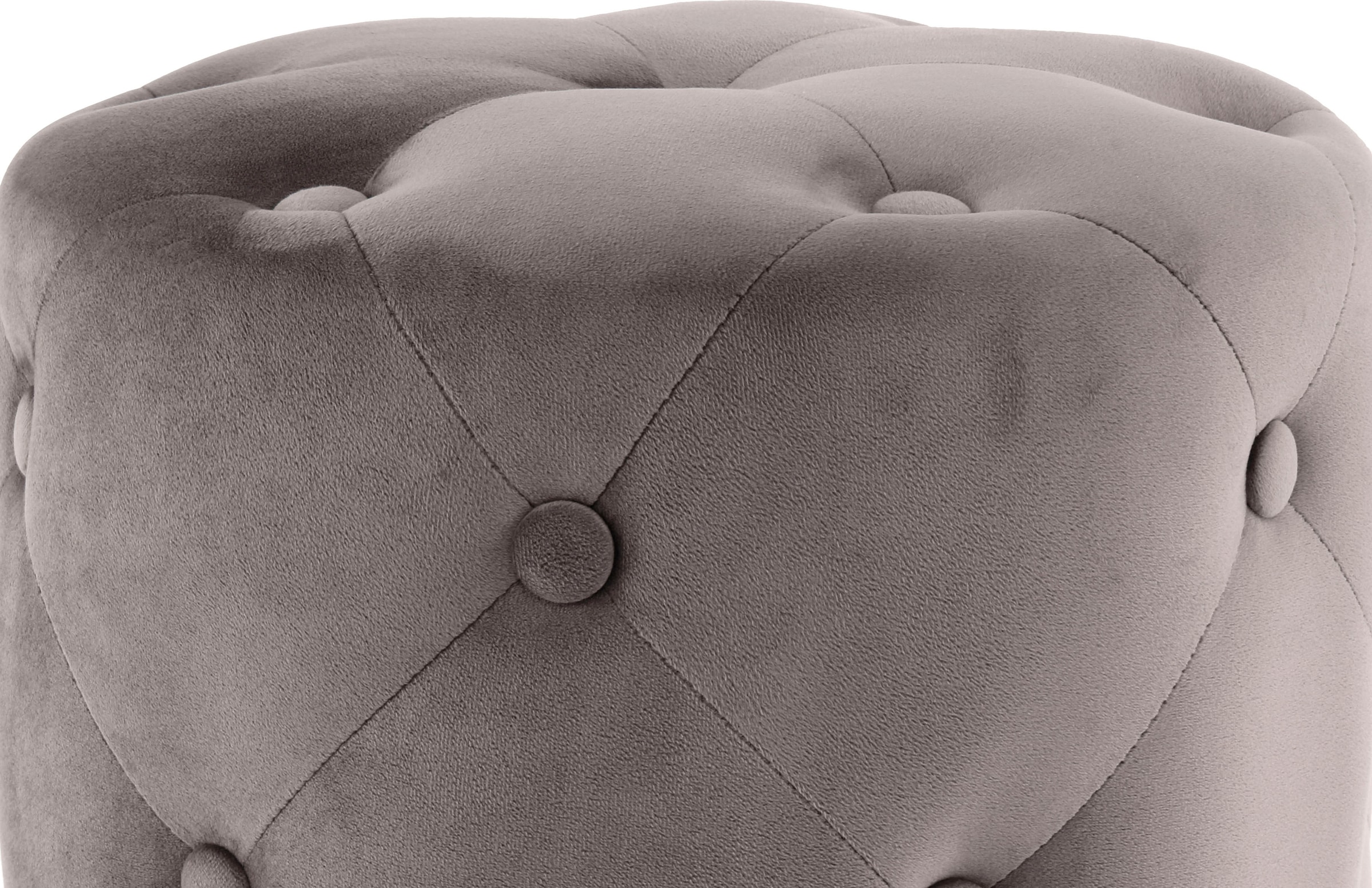 Kayoom Pouf »Hocker Piano 225,  in dekorativem Design, mit weichem Velvet-Bezug« 1 cuis tlg. rund, glamourös, hochwertig, gesteppt, mit eingelassenen Dekoknöpfen