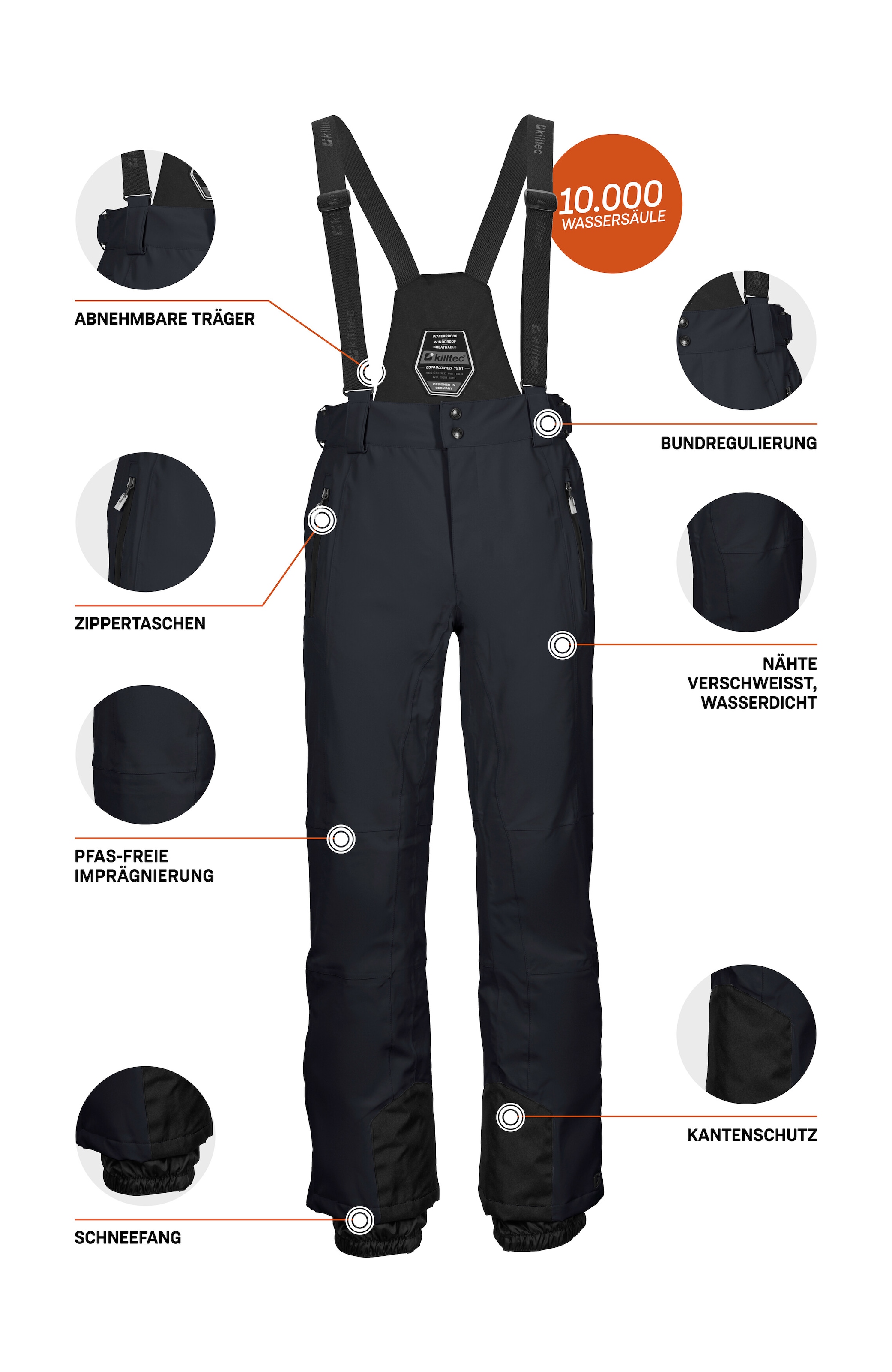 Killtec Pantalon de ski »Enosh«  Wasser- und winddicht, atmungsaktiv, verstellbare Taille, Kantenschutz