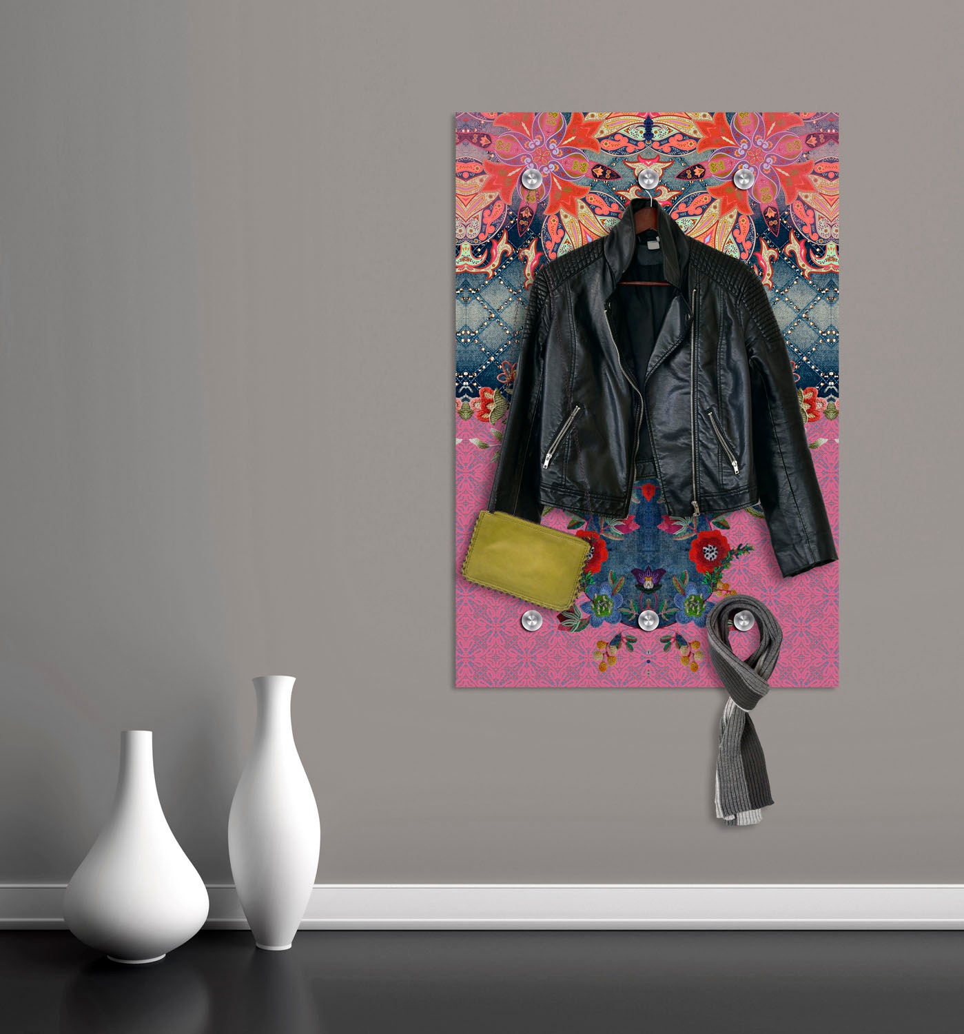 queence Garderobenleiste »Blumen« mit 6 Haken, 80 x 120 cm