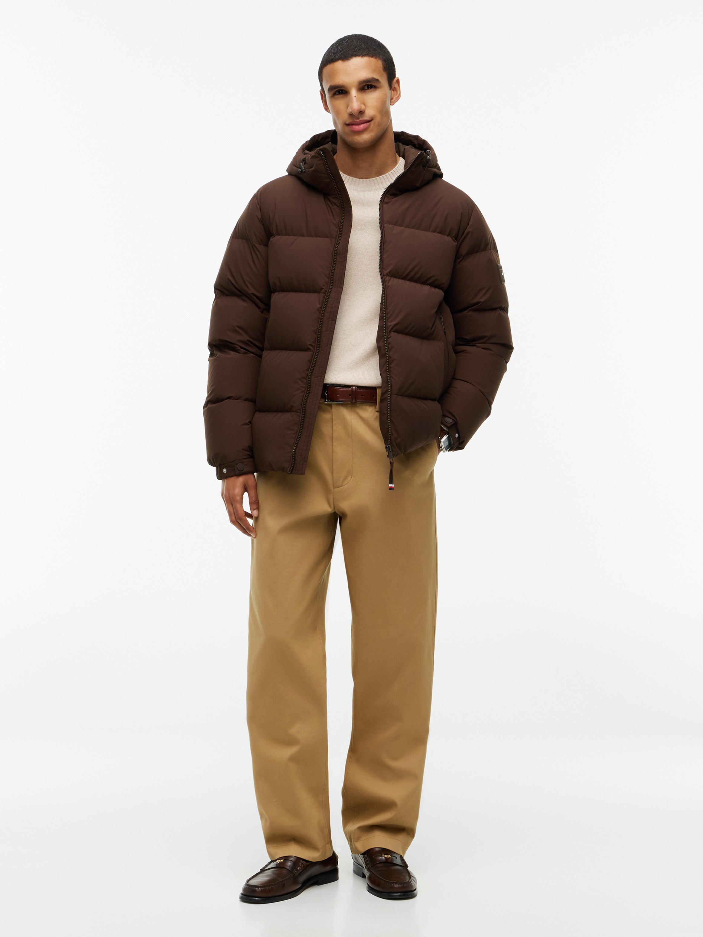 Tommy Hilfiger Daunenjacke »DOWN HOODED PUFFER JKT« mit Kapuze mit Logo-Patch, mit Kapuze, mit Daunenfüllung