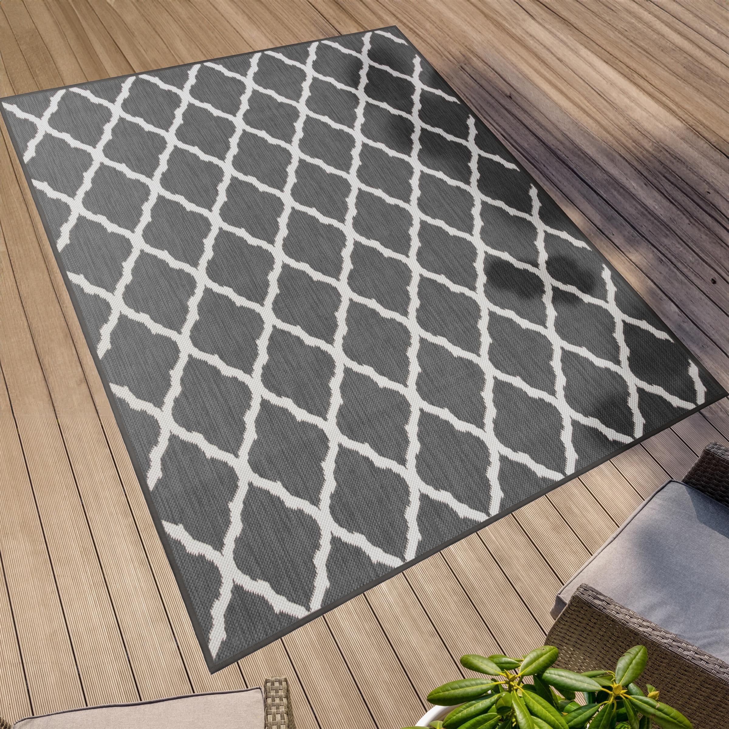 Primaflor-Ideen in Textil Tapis »Outdoorteppich REVERSO - Round Rhombus« Rectangulaire 5 mm Höhe tapis réversible, motif losanges, adapté intérieur et extérieur, étanche