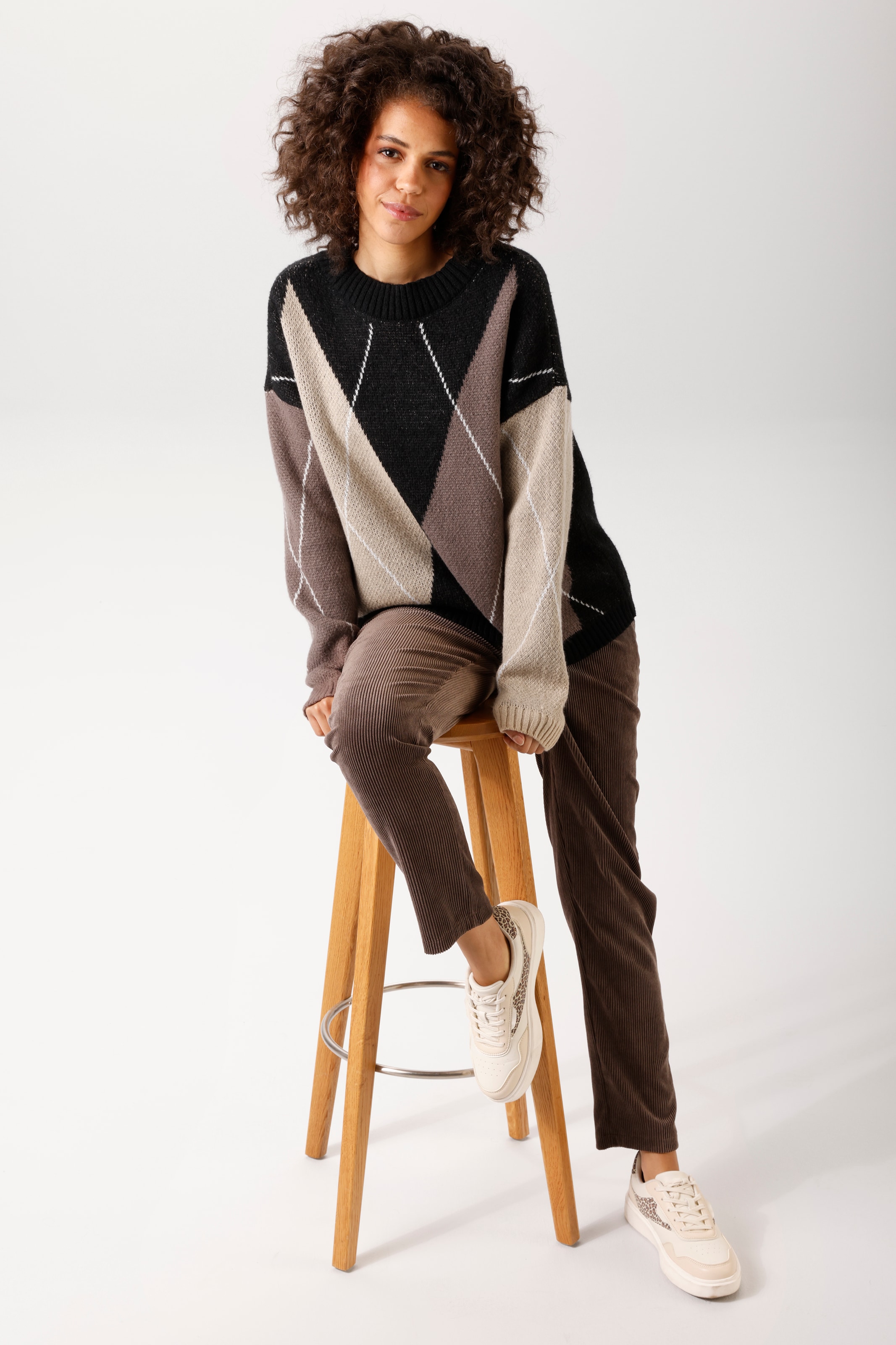 Aniston CASUAL Pull en tricot avec motif losange en grande surface - NOUVELLE COLLECTION