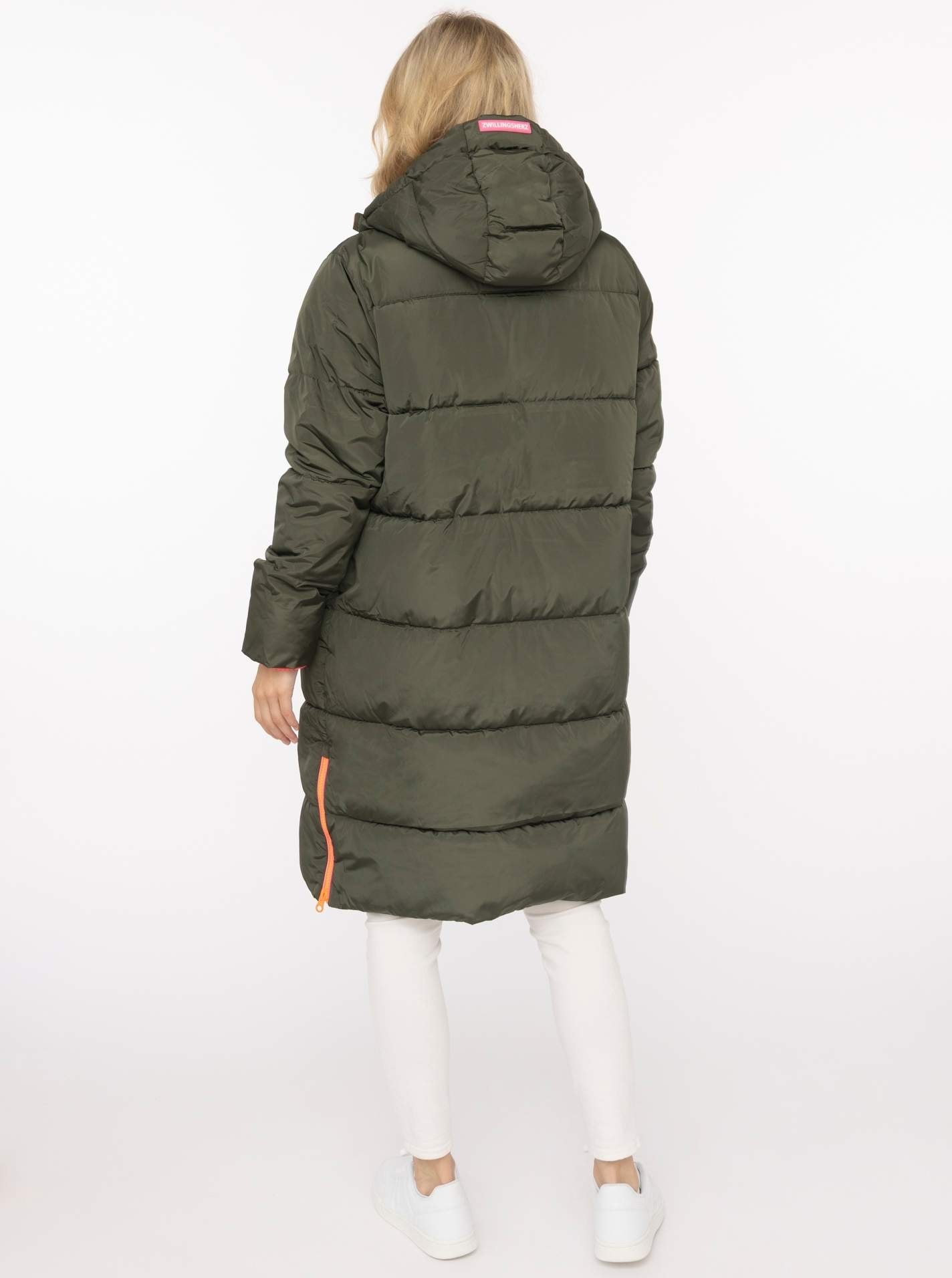 Zwillingsherz Manteau matelassé »„Leo Kapuze“« capuche avec doublure léopard, fermeture éclair, poches, poignets élastiques